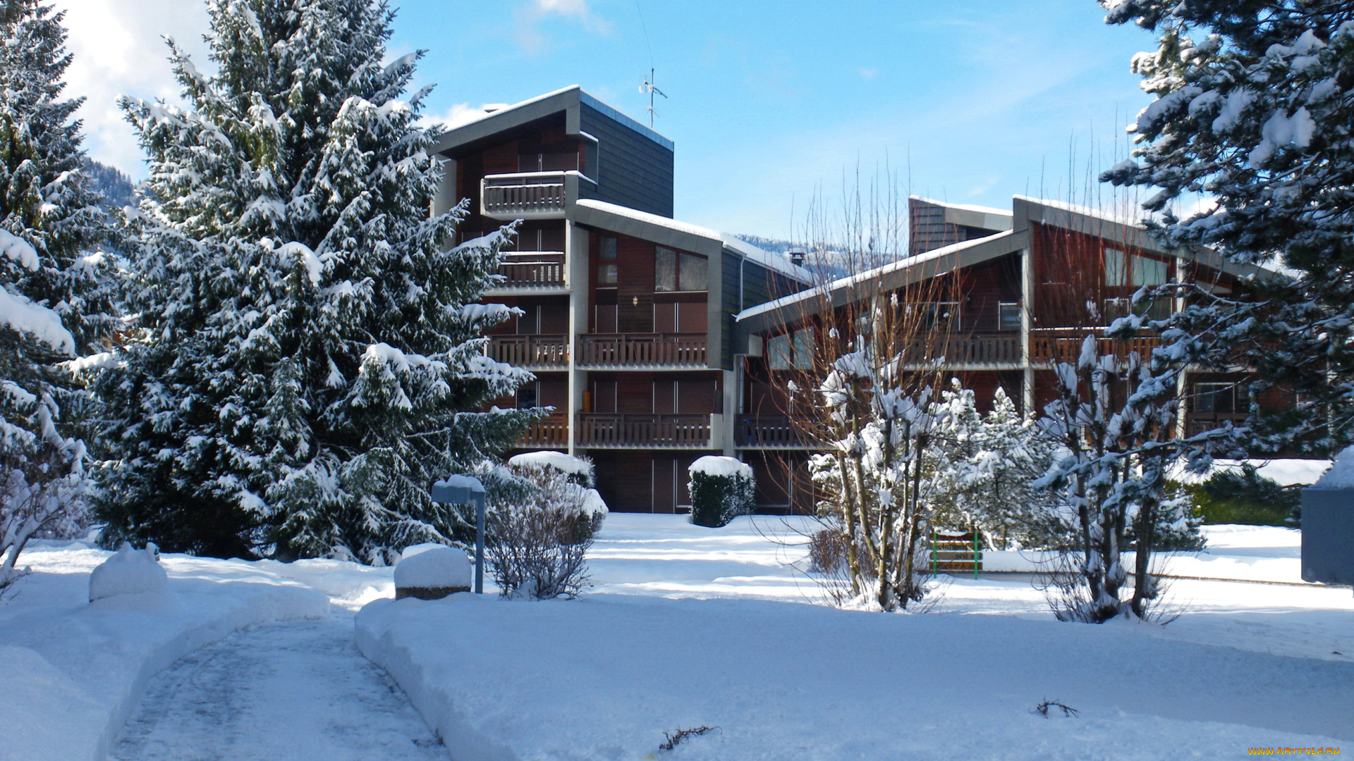 morillon, , france, города, -, здания, , дома, зима, снег, курорт, дома, франция, france, morillon