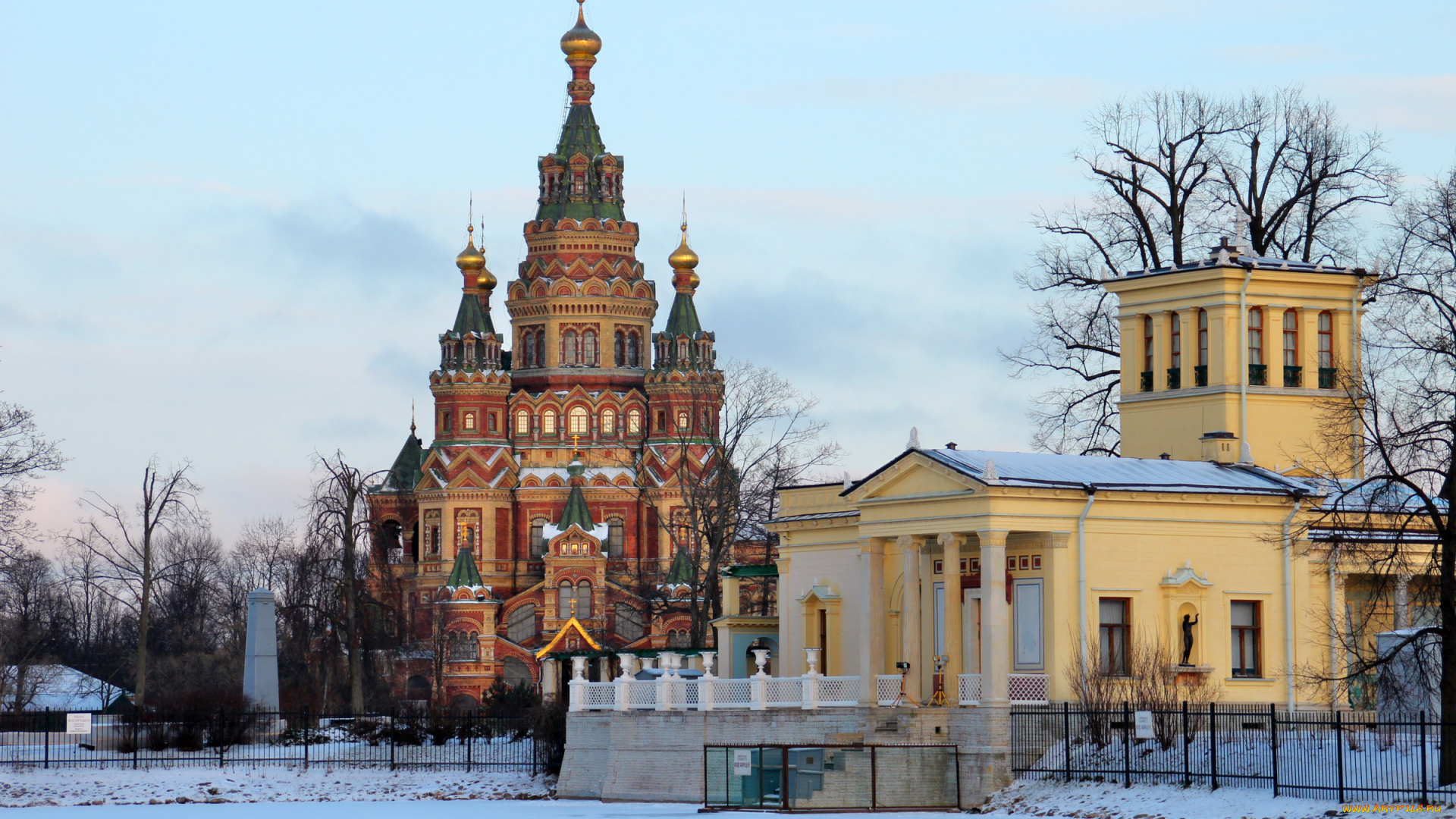 петергоф, , ольгин, пруд, , царицын, павильон, города, санкт-петербург, , петергоф, , россия, снег, зима, павильон, пруд