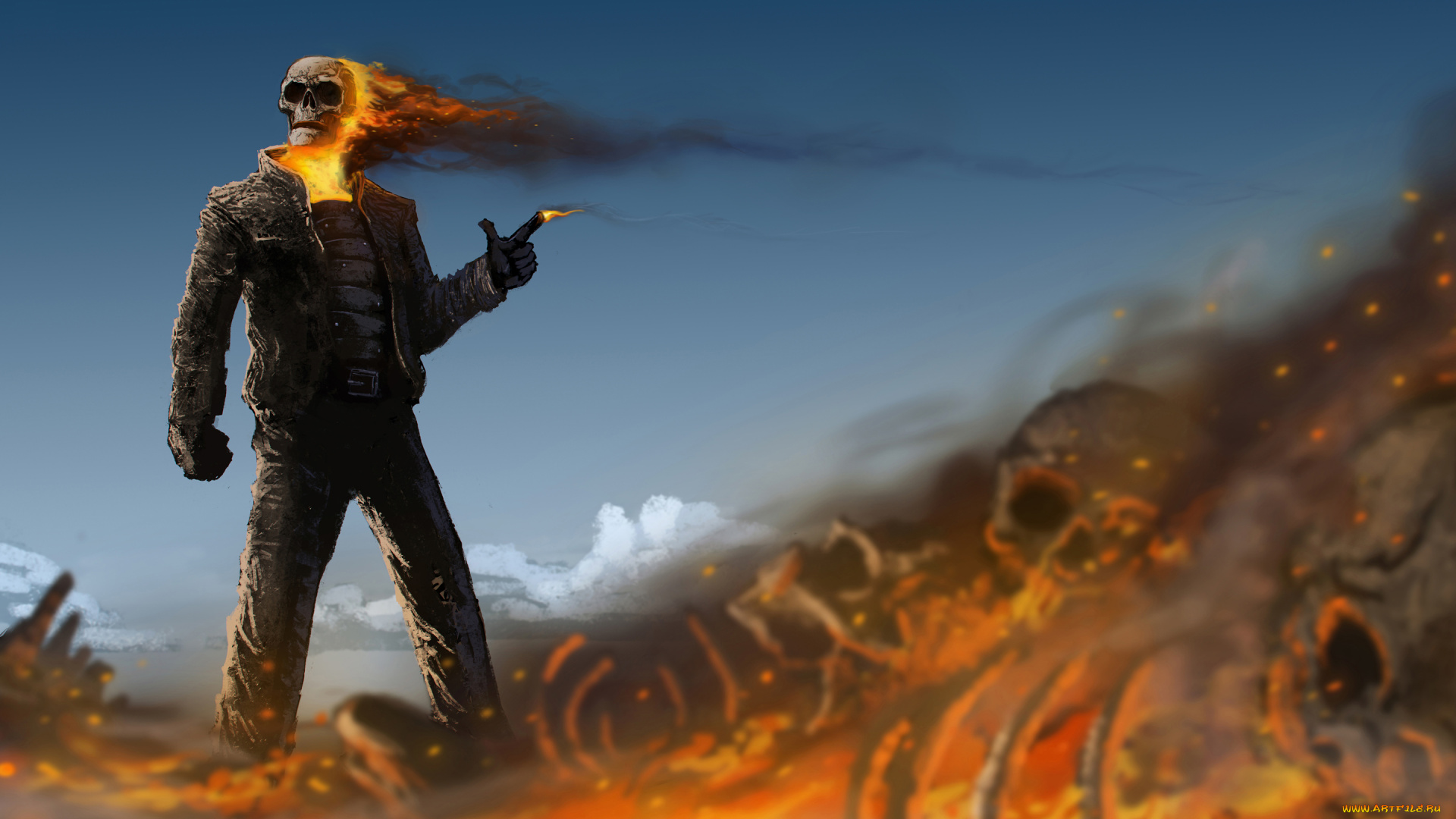 призрачный, гонщик, фэнтези, нежить, ghost, rider, скелет, огонь, череп, призрачный, гонщик