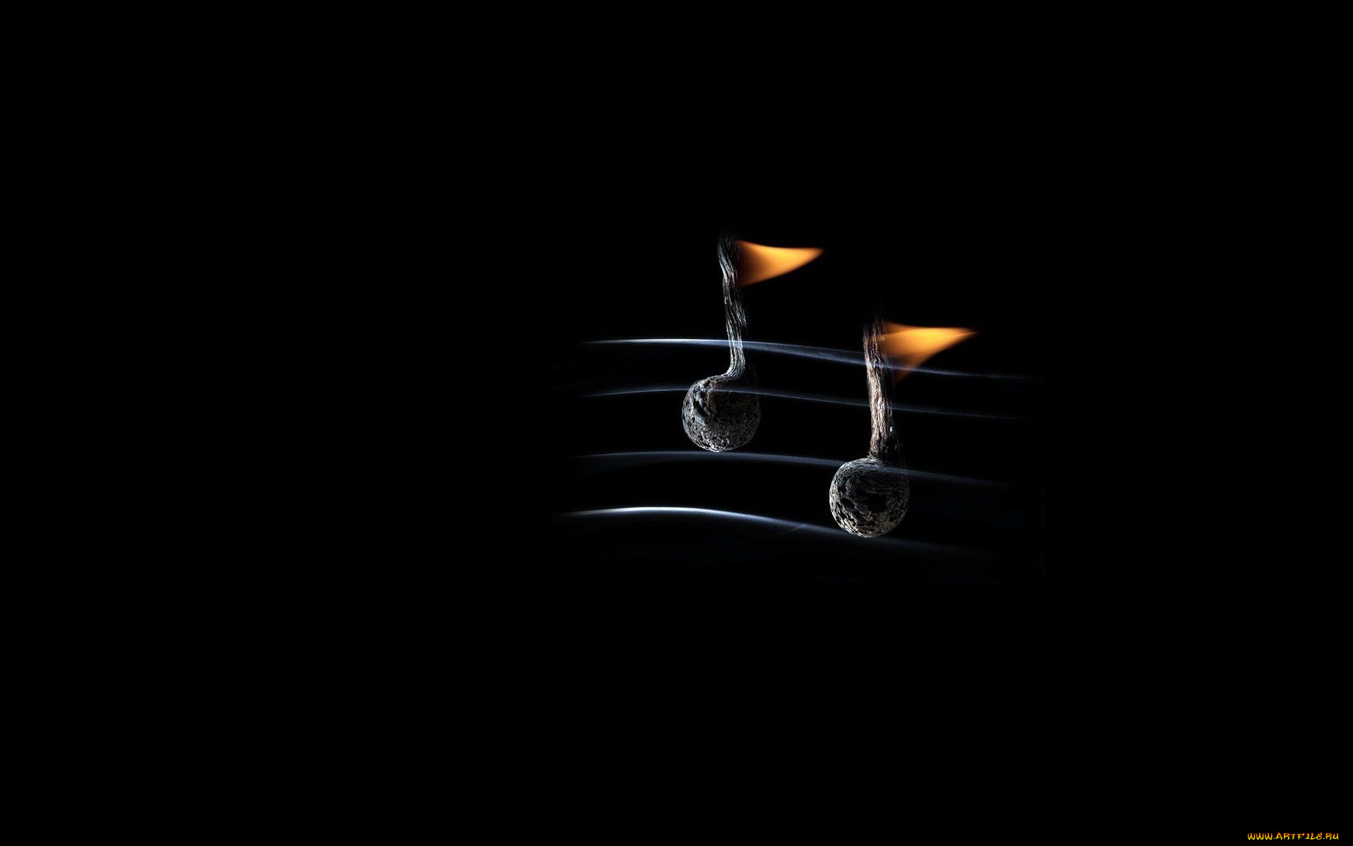 рисованные, минимализм, спички, огонь, музыка, ноты, креатив