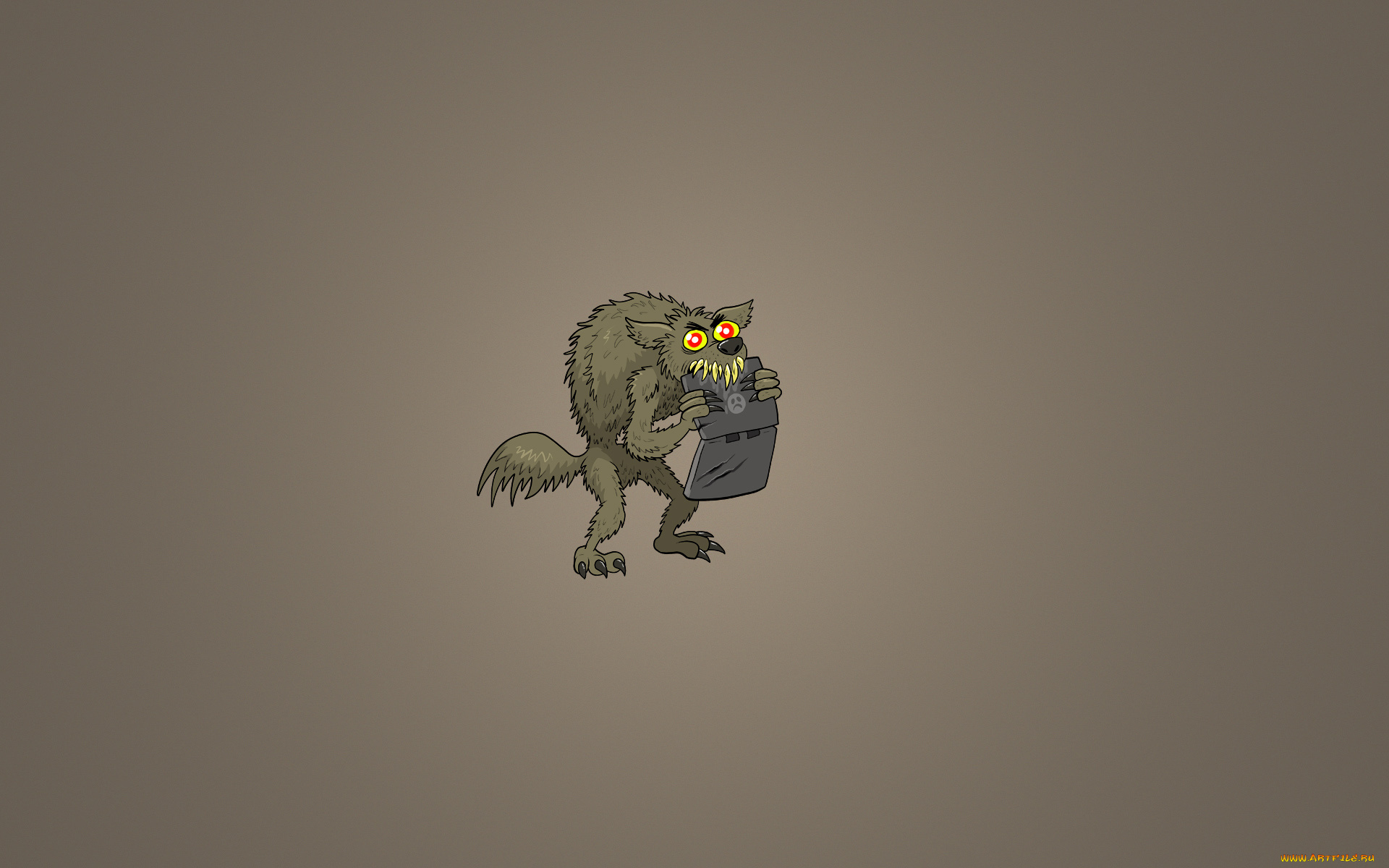 волк, грызет, ноутбук, рисованные, минимализм, оборотень, ноутбук, werewolf, волк