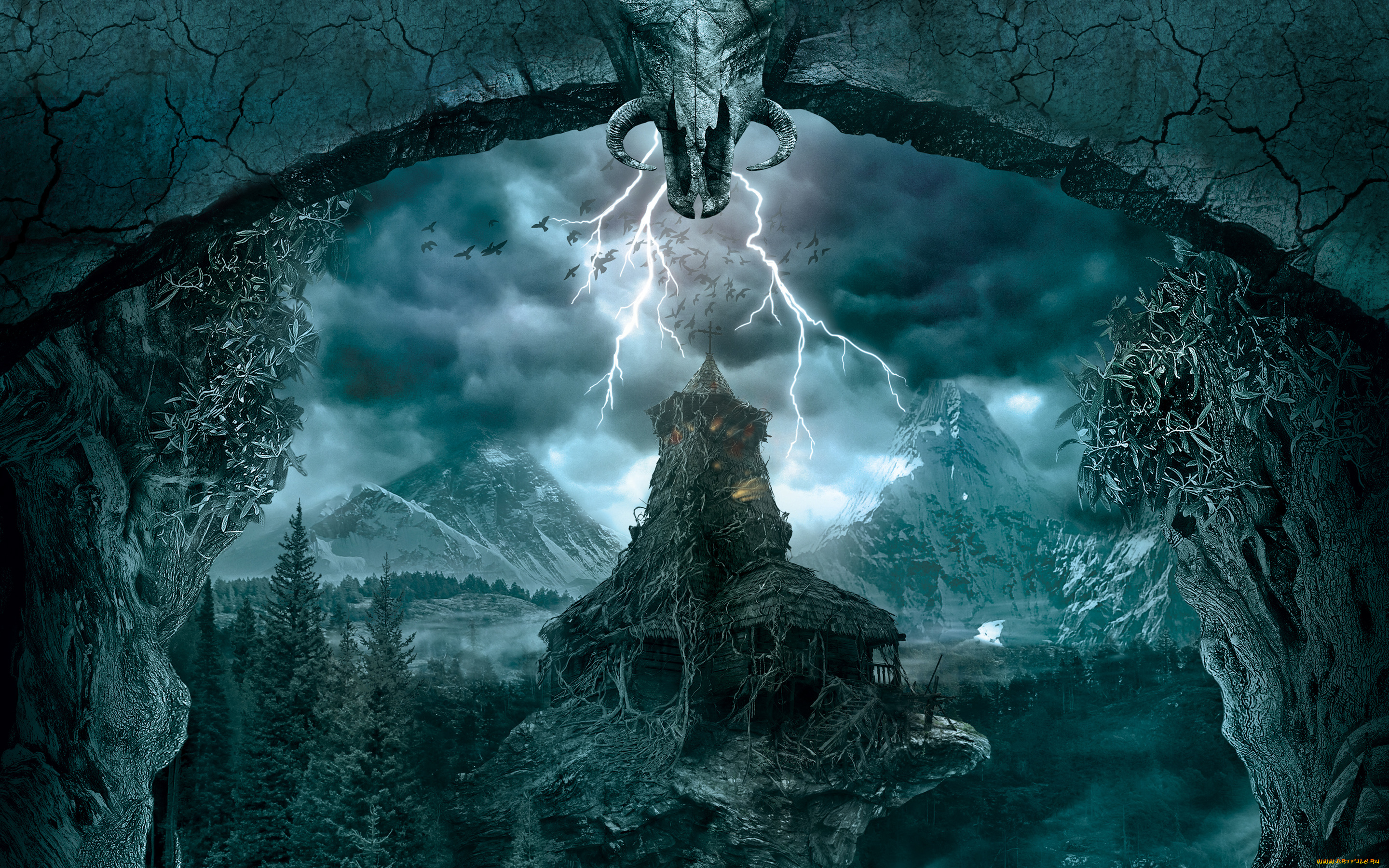 вий, кино, фильмы, вий, 3d, дом, лес, молния