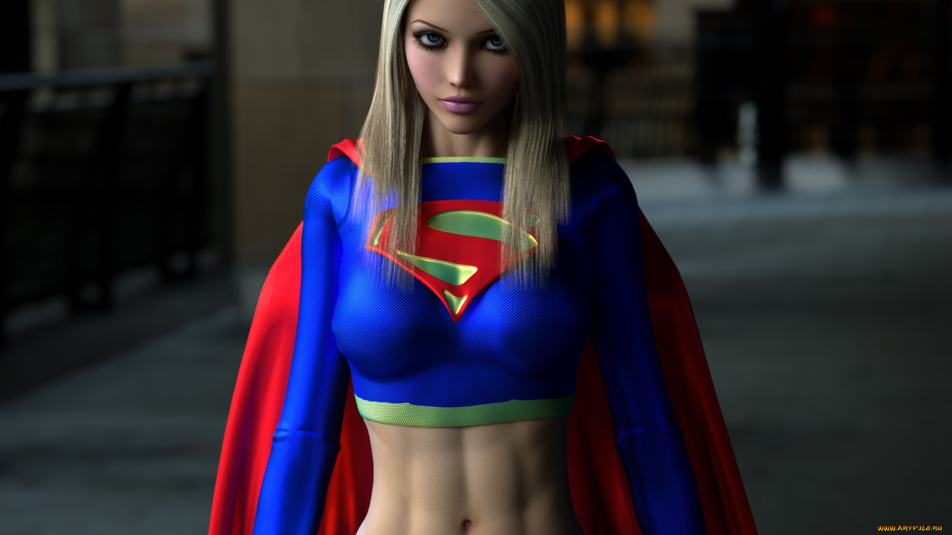 3д, графика, фантазия, , fantasy, девушка, супермен, фон, взгляд