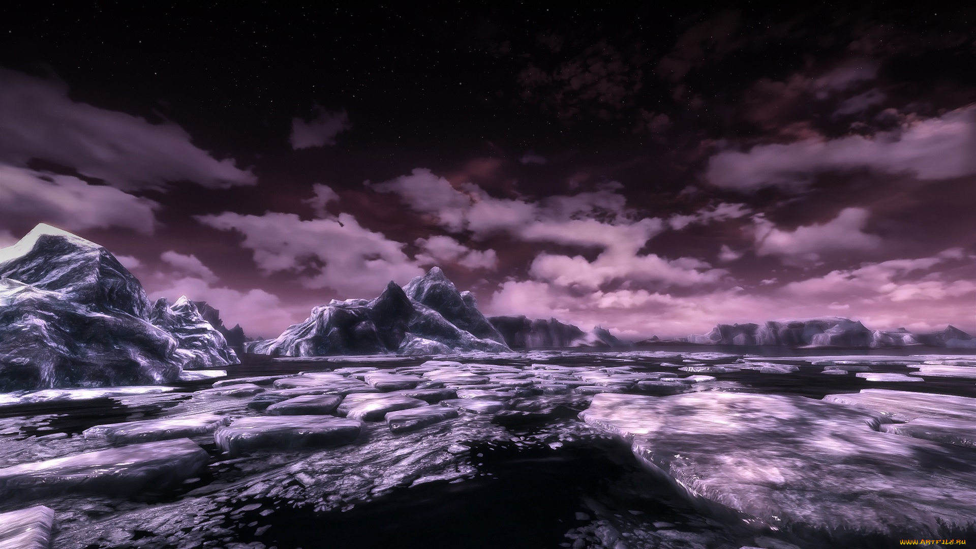 3д, графика, природа, , nature, горы, небо, облака