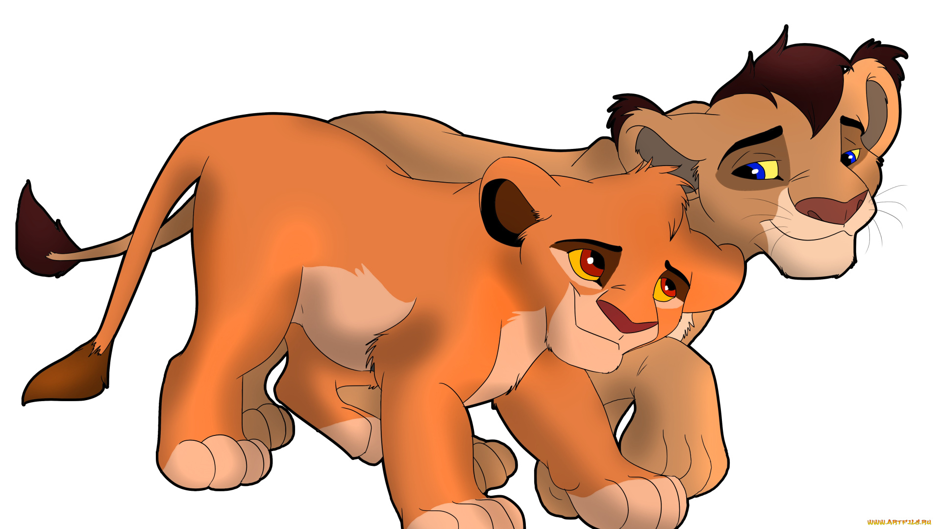 рисованное, животные, , львы, фон, львы