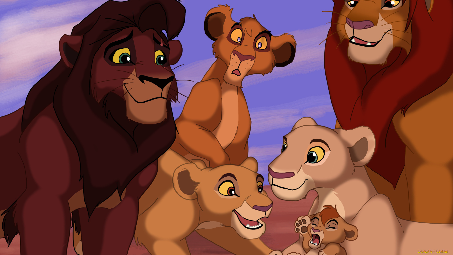 рисованное, животные, , львы, прайд, семя, львы