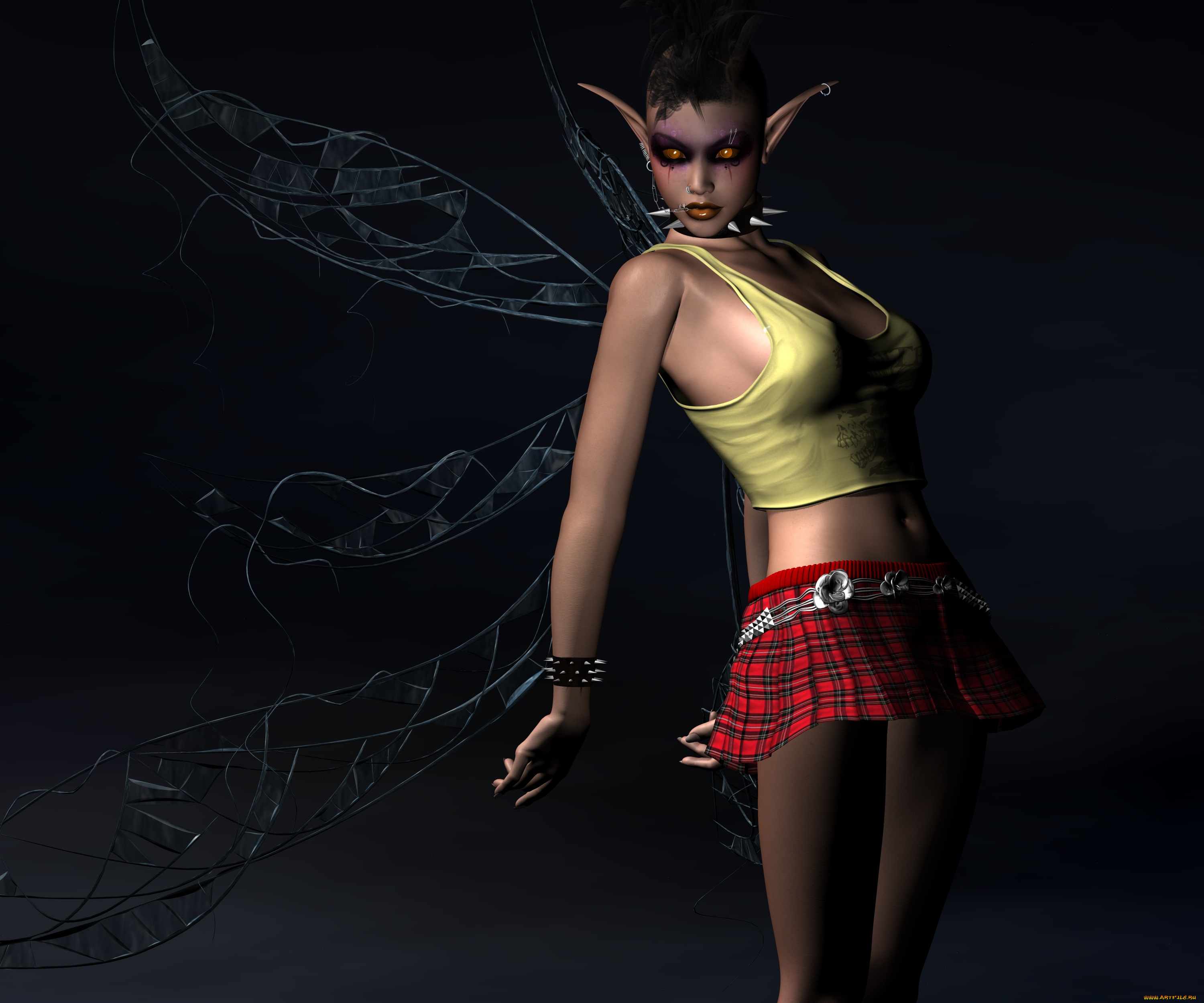 3д, графика, эльфы, , elves, юбка, фон, взгляд, эльфийка