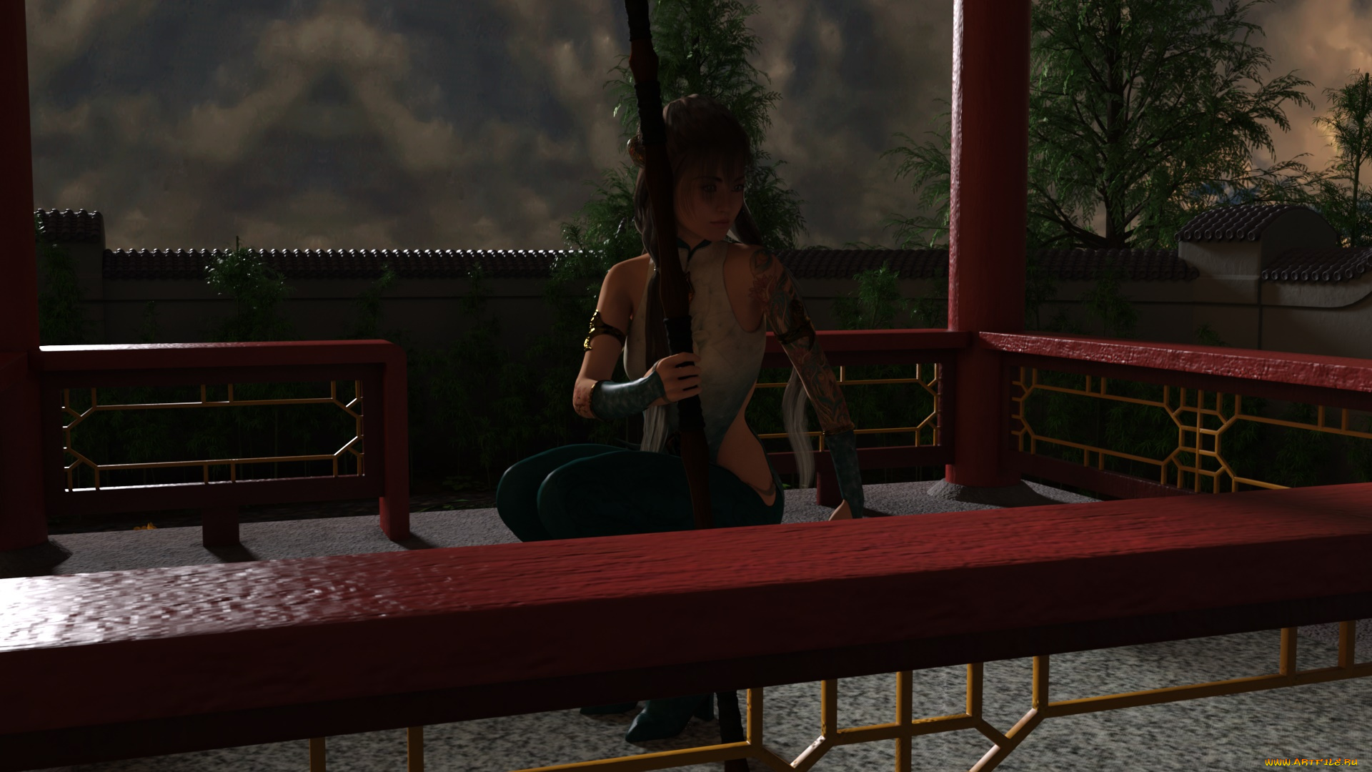 3д, графика, фантазия, , fantasy, девушка, взгляд, фон