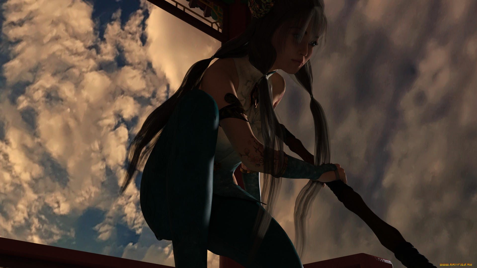 3д, графика, фантазия, , fantasy, девушка, взгляд, фон