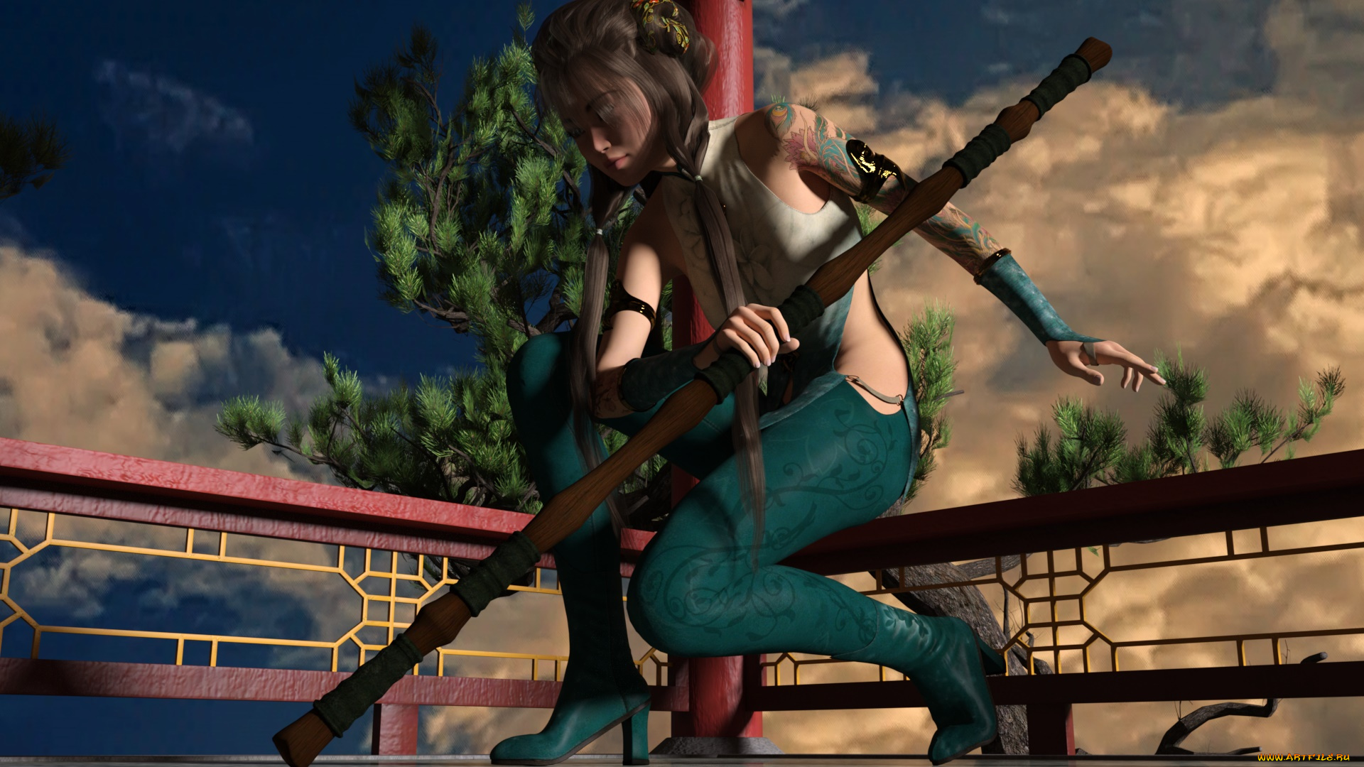 3д, графика, фантазия, , fantasy, девушка, взгляд, фон