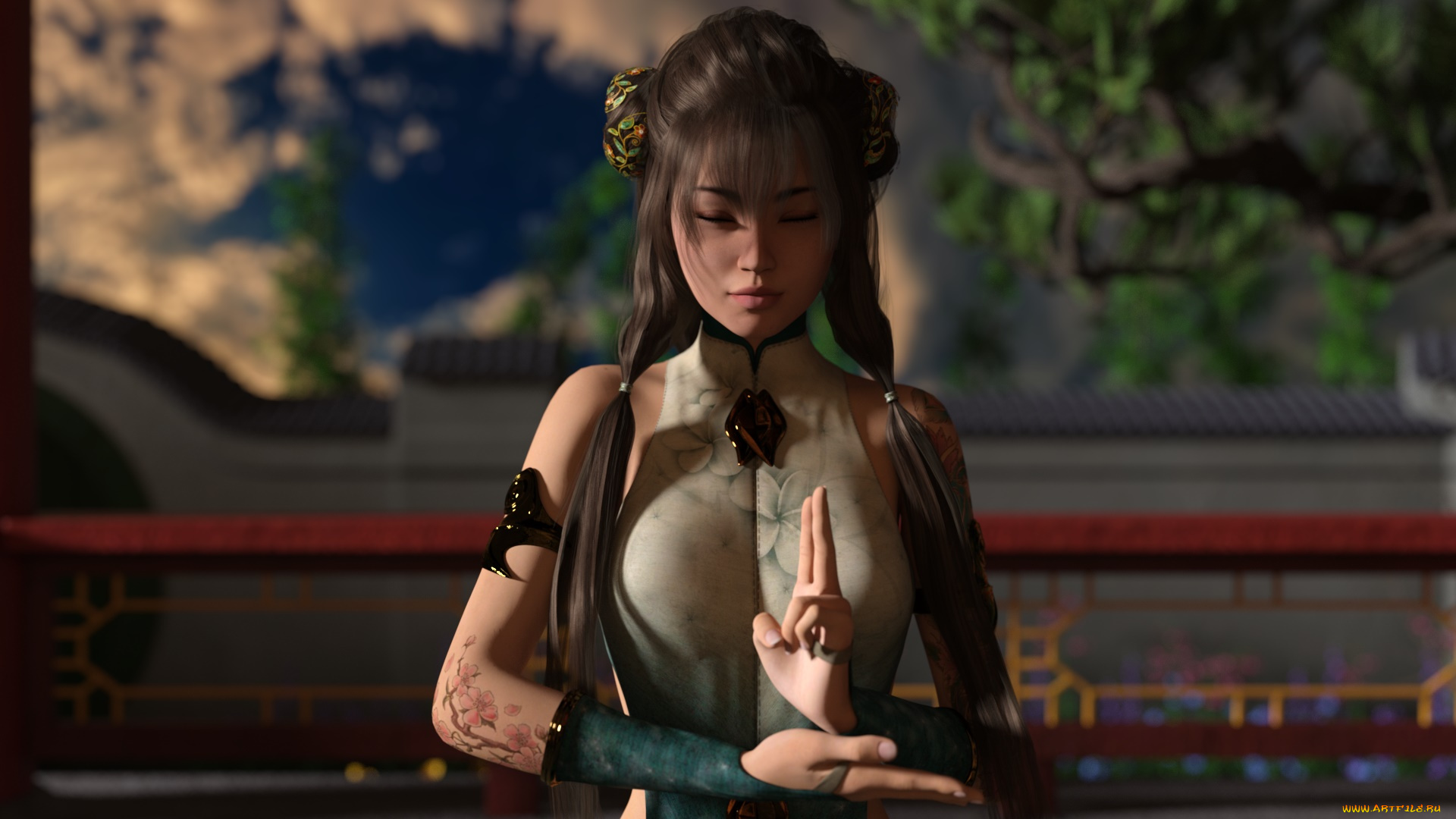 3д, графика, фантазия, , fantasy, девушка, взгляд, фон, жест