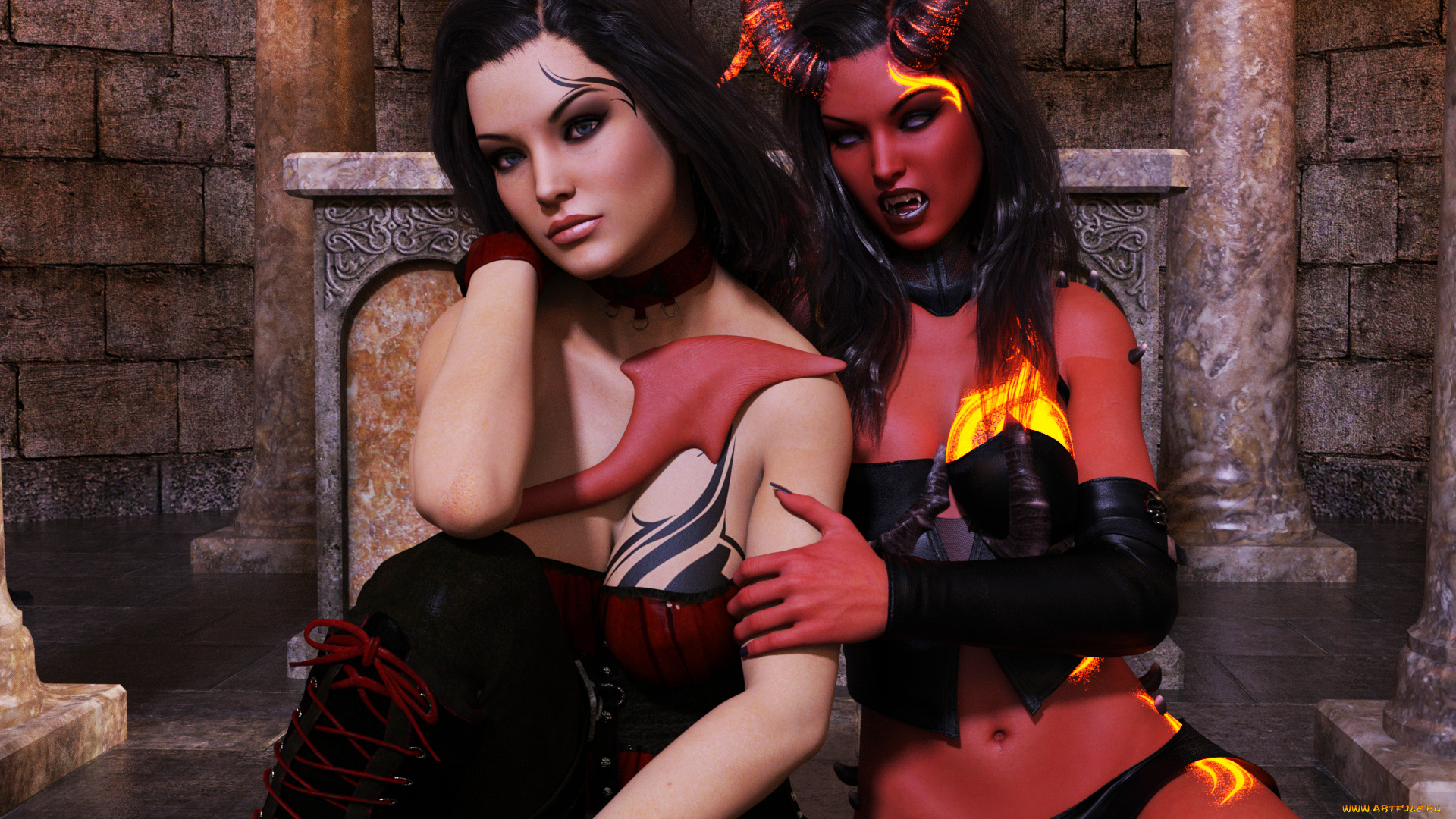 3д, графика, фантазия, , fantasy, девушка, взгляд, фон, кастаника