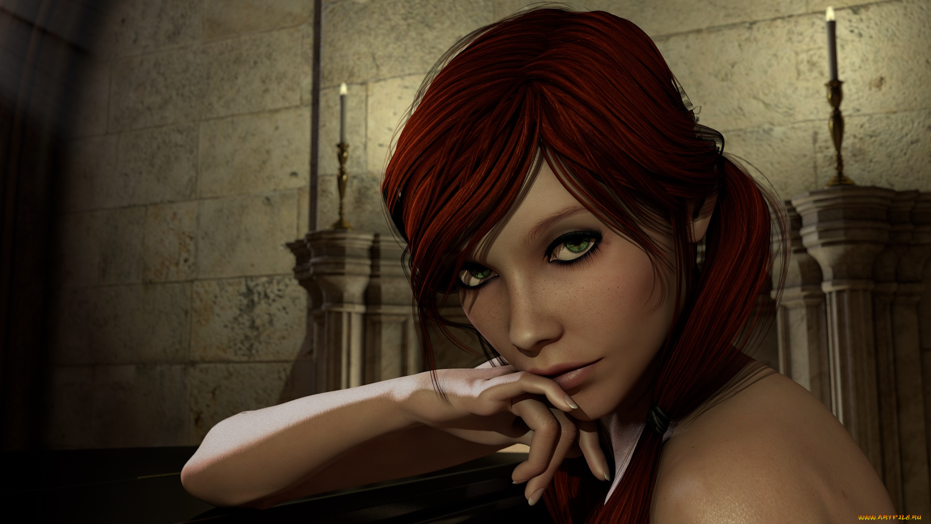 3д, графика, портрет, , portraits, девушка, взгляд, фон