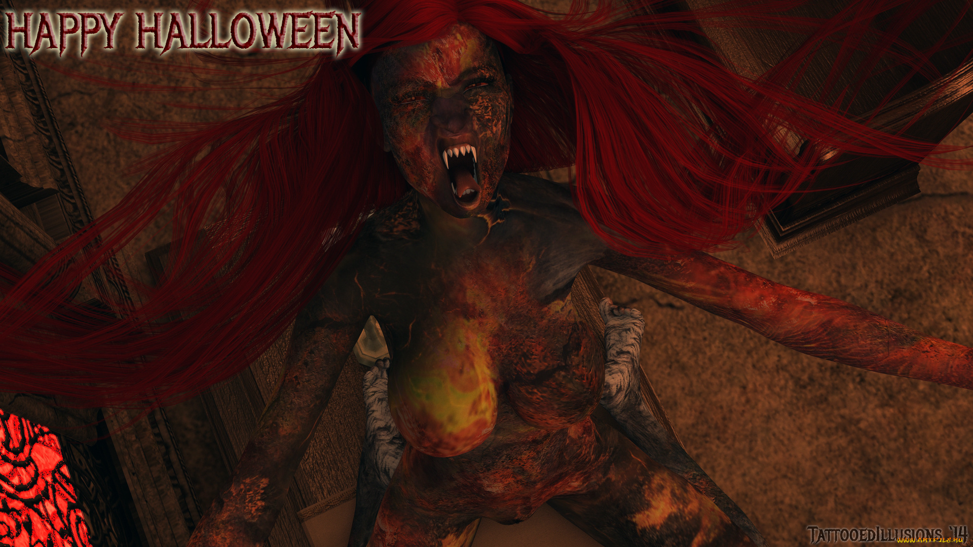 3д, графика, праздники, , holidays, существо, клыки