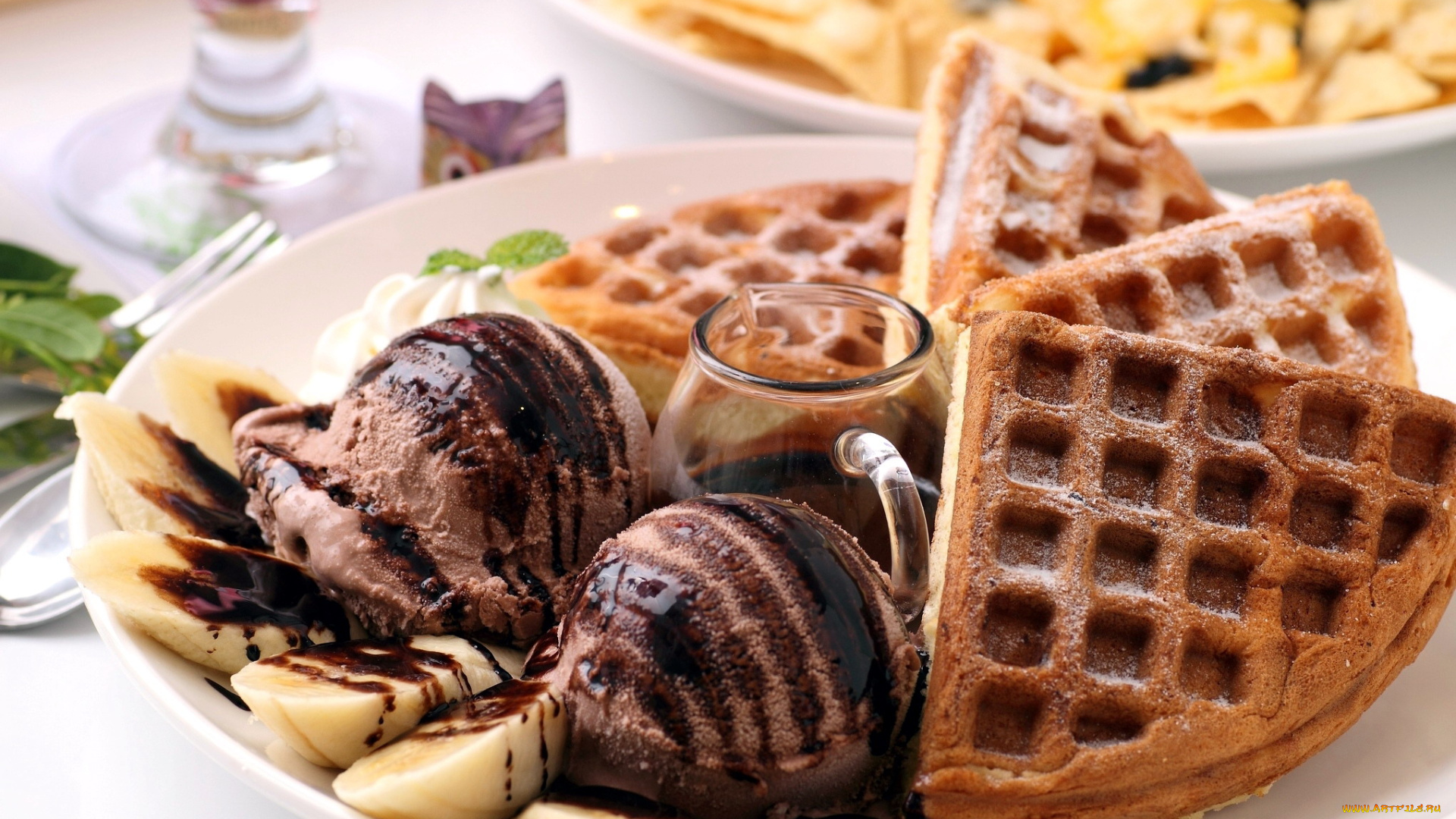 еда, мороженое, , десерты, банан, вафли