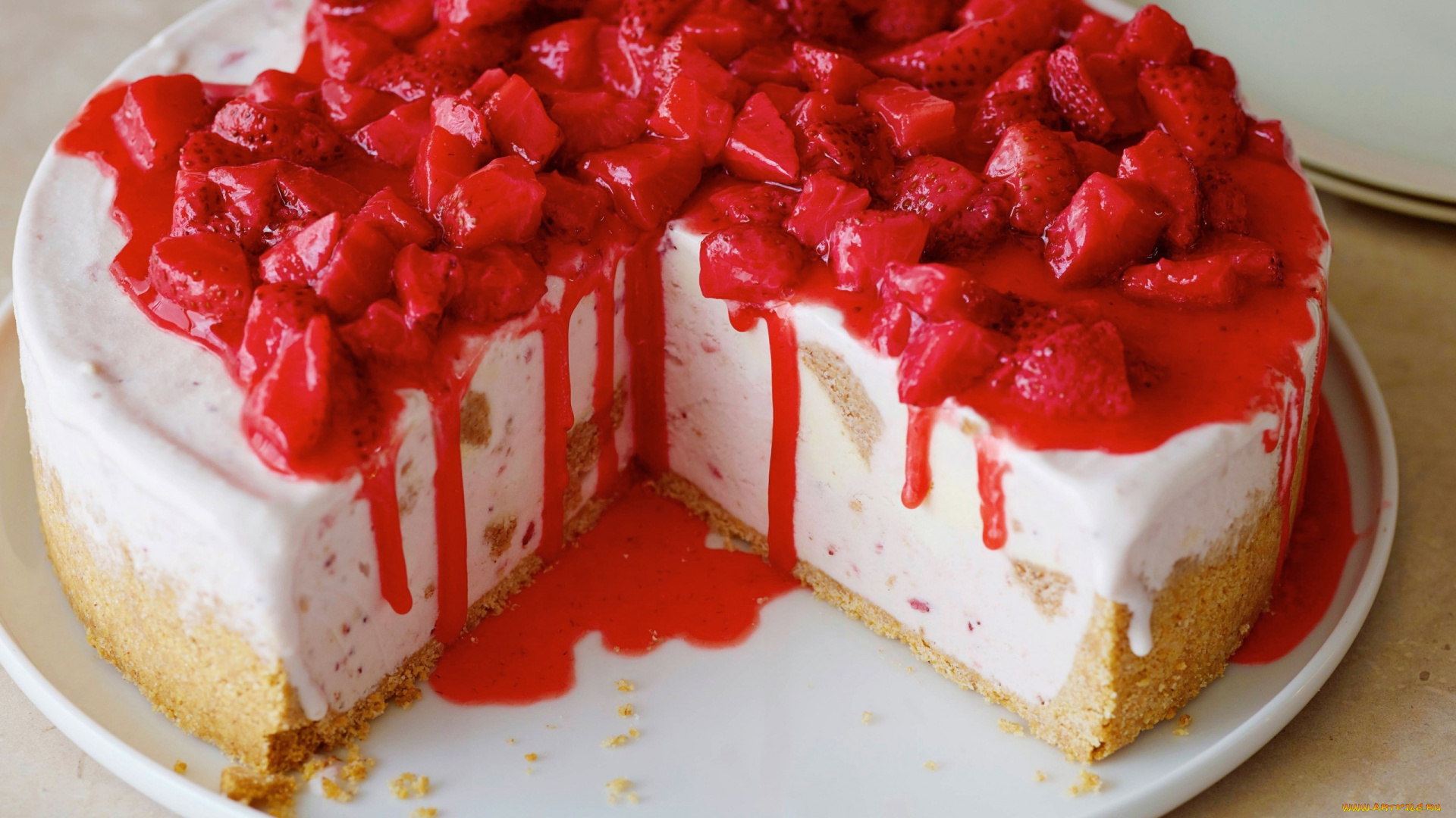 еда, торты, клубничный