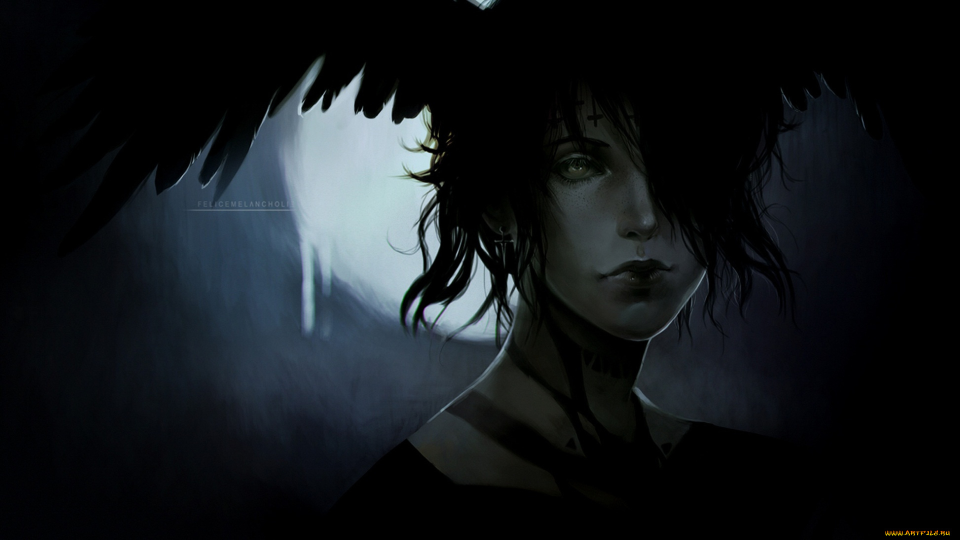 фэнтези, существа, взгляд, арт, перья