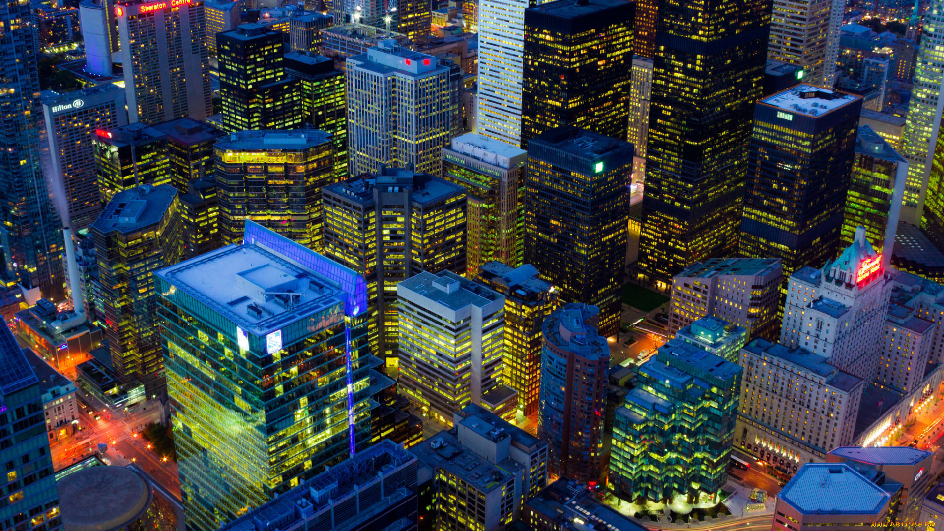 города, торонто, , канада, панорама, огни, ночь, дома, онтарио, торонто
