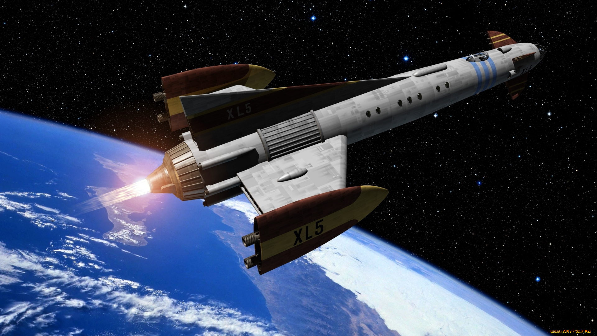 космос, арт, космический, корабль, полет, вселенная