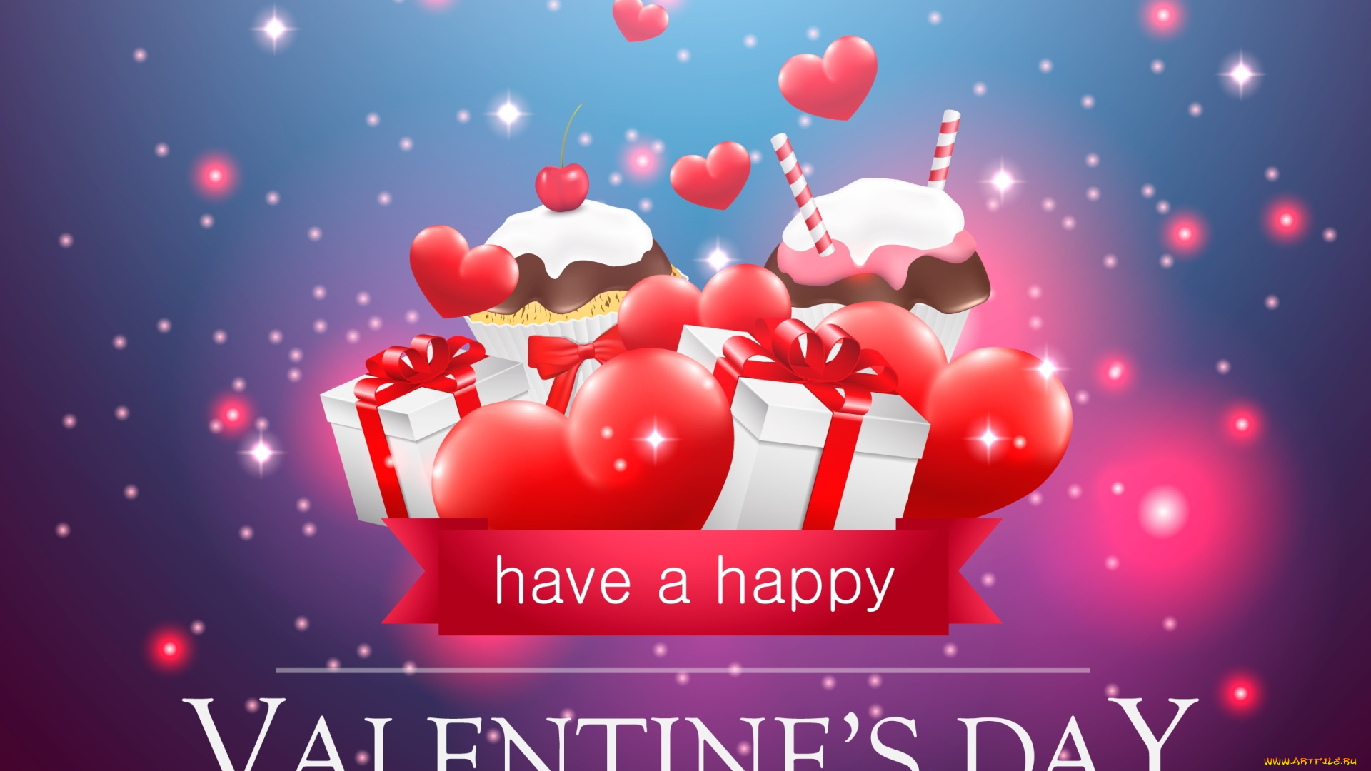 праздничные, день, святого, валентина, , сердечки, , любовь, день, влюбленных, сердце, кексы, подарки