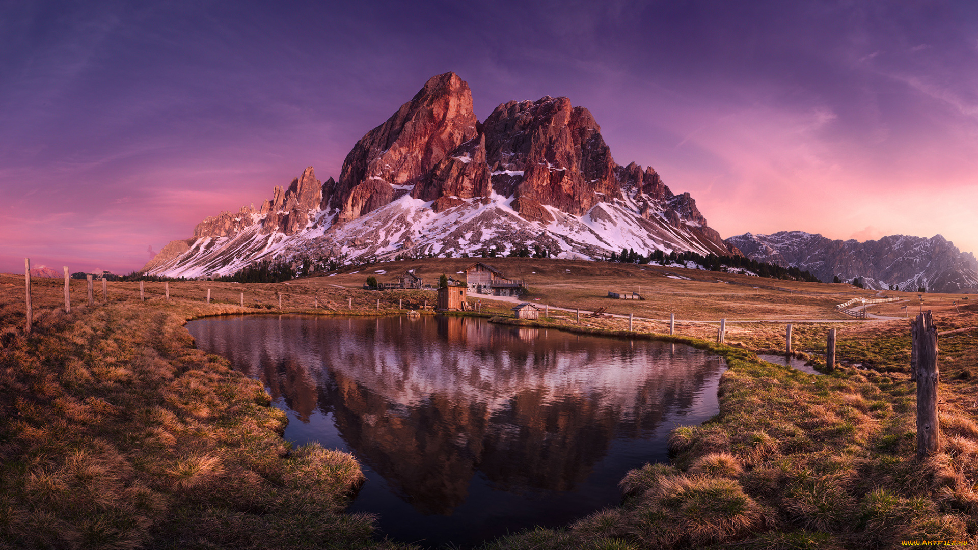 природа, реки, озера, гора, сасс, де, путиа, доломитовые, альпы, италия, озеро