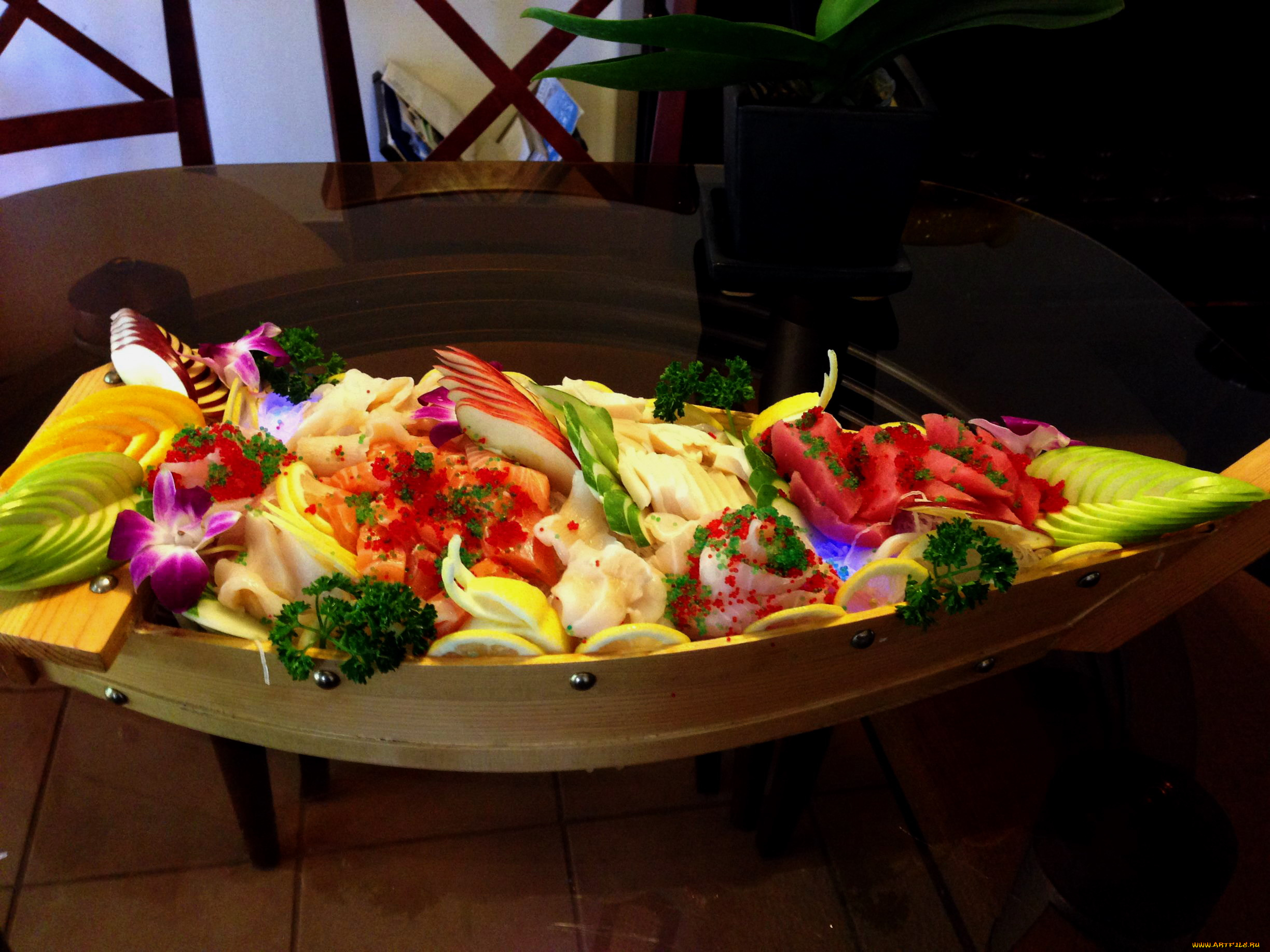 еда, рыбные, блюда, , с, морепродуктами, икра, лимоны, петрушка