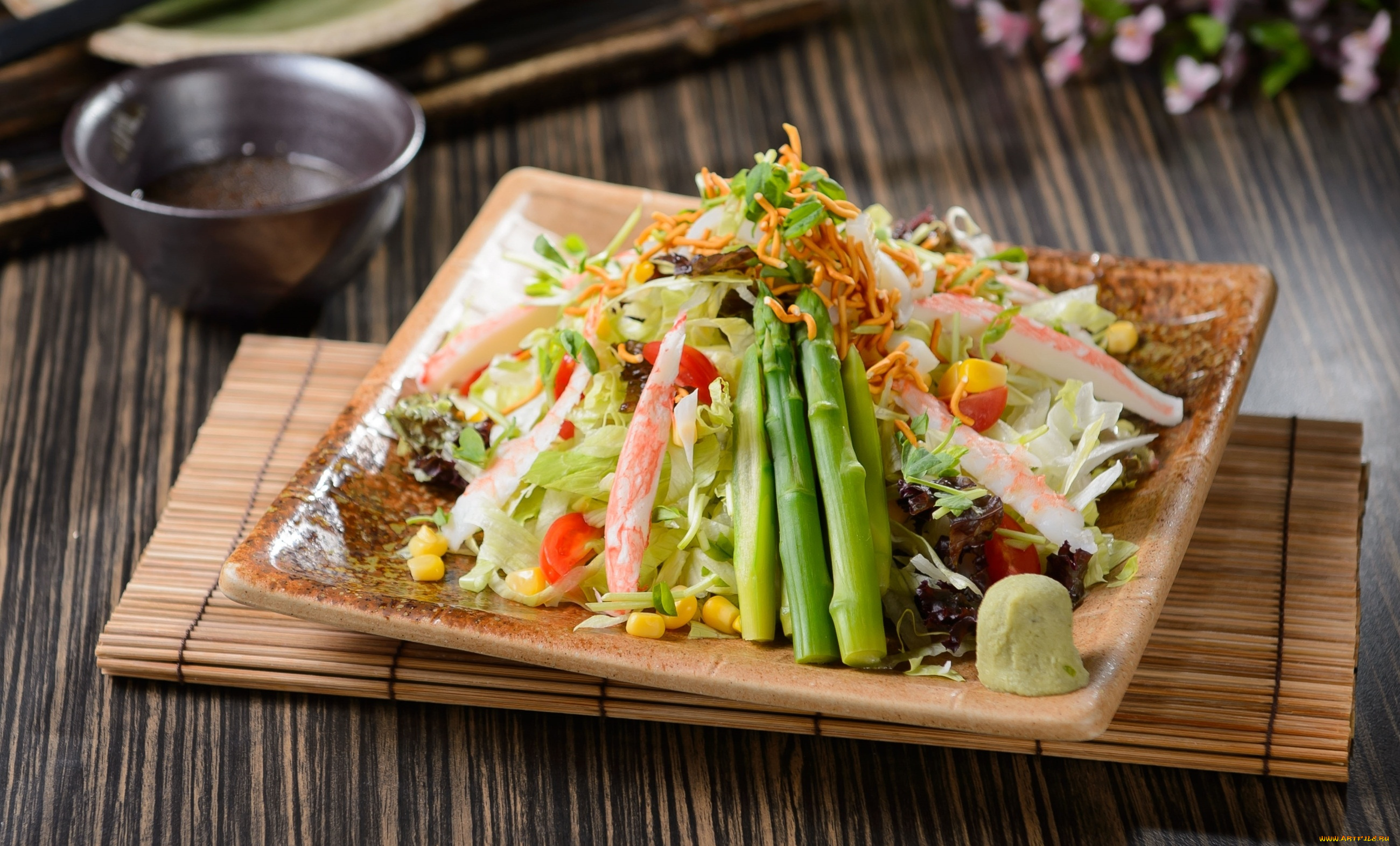 еда, салаты, , закуски, салат, спаржа, кукуруза, помидор