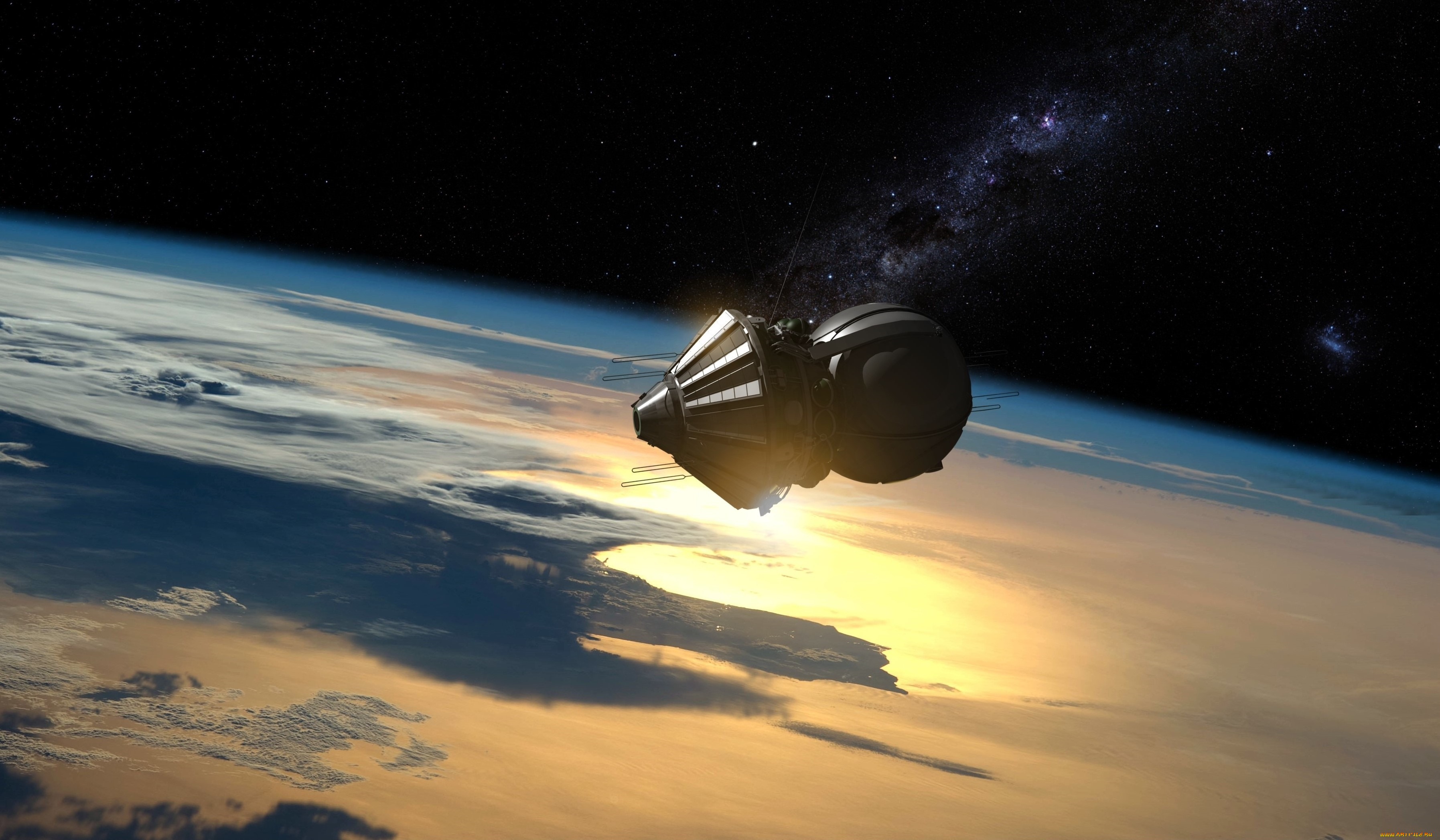 космос, арт, космический, корабль, полет, вселенная