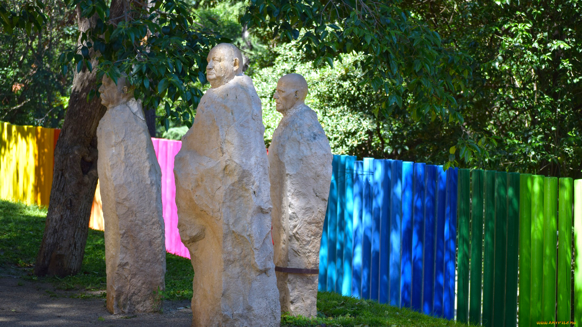 города, барселона, , испания, скульптура, забор