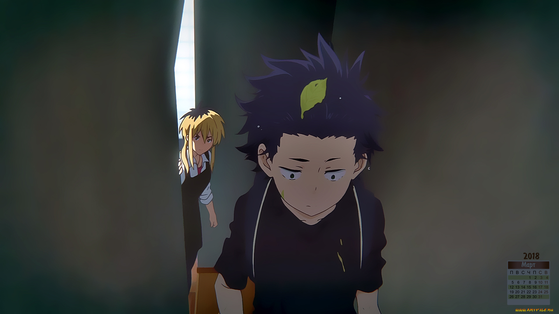 календари, аниме, девушка, 2018, мальчик, взгляд