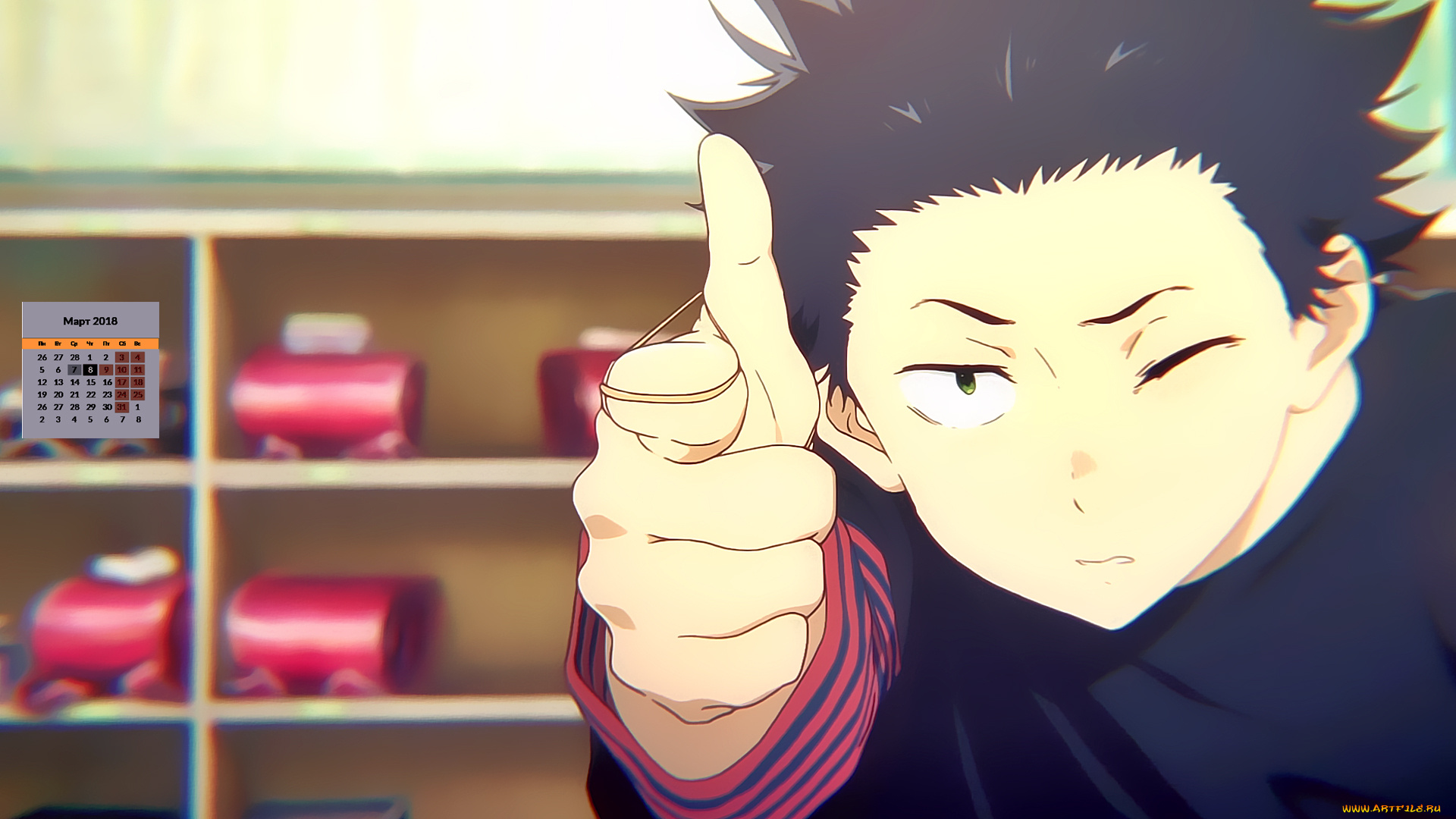 календари, аниме, мальчик, взгляд, 2018