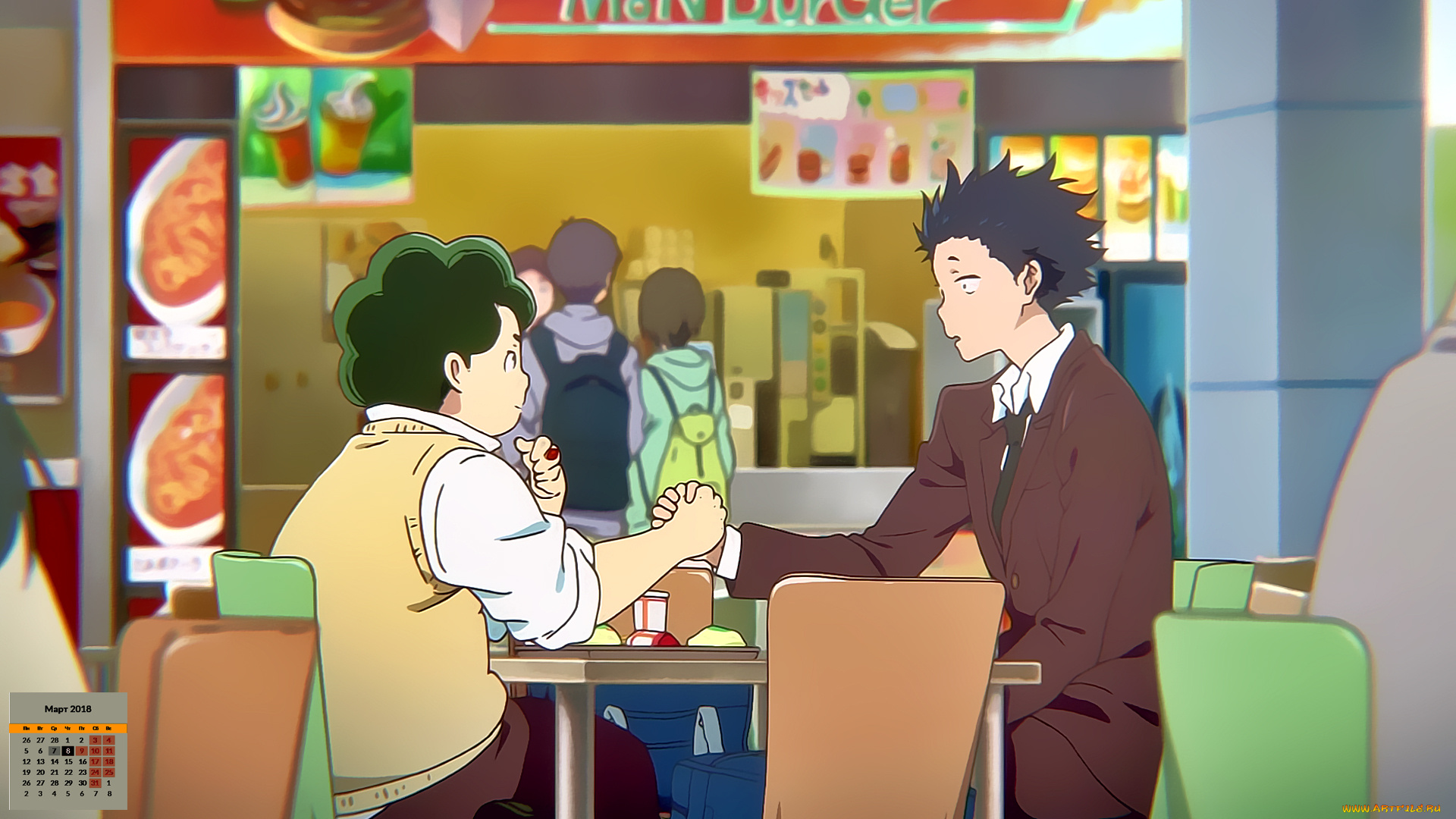 календари, аниме, стол, 2018, мальчик, кафе