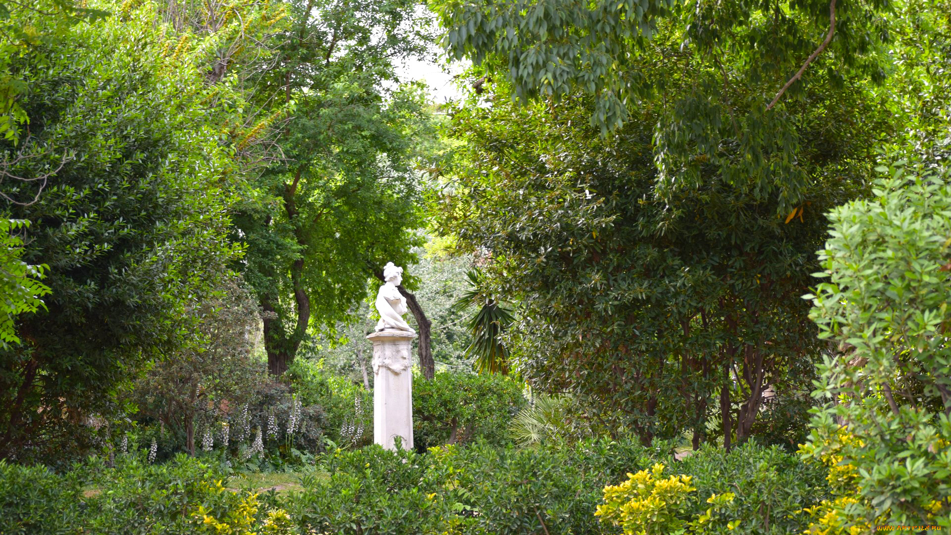 природа, парк, деревья, скульптура