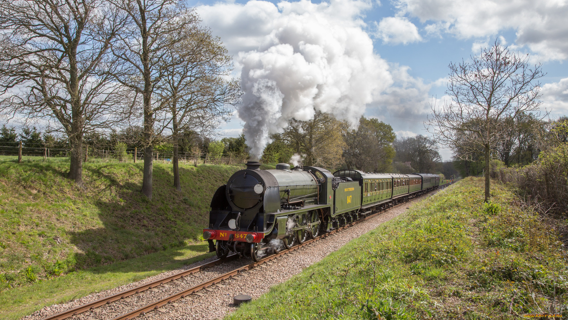 техника, паровозы, локомотив, состав