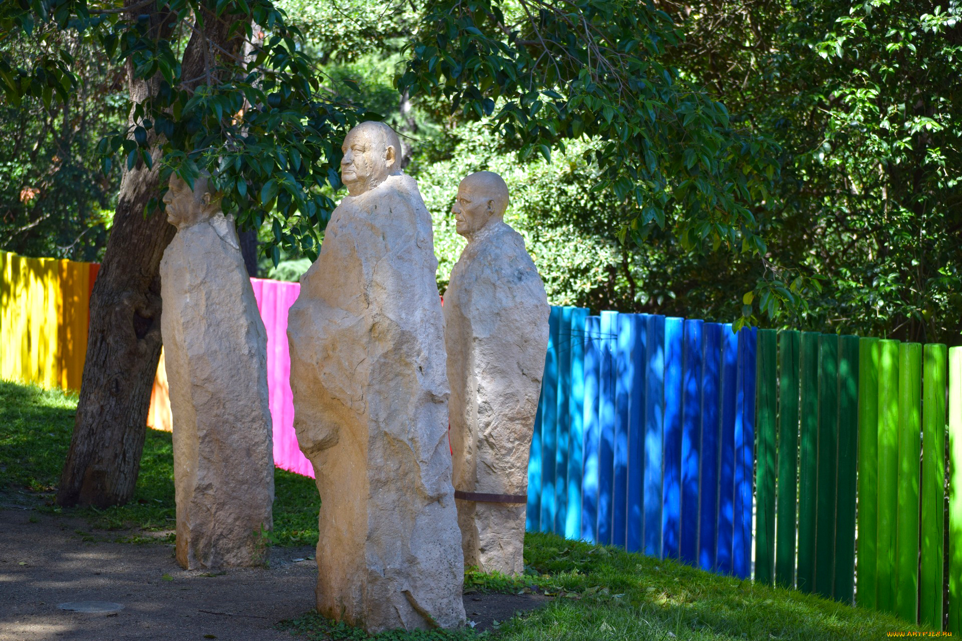 города, барселона, , испания, скульптура, забор