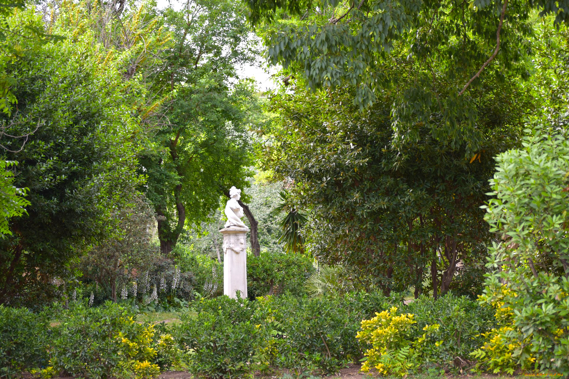 природа, парк, деревья, скульптура