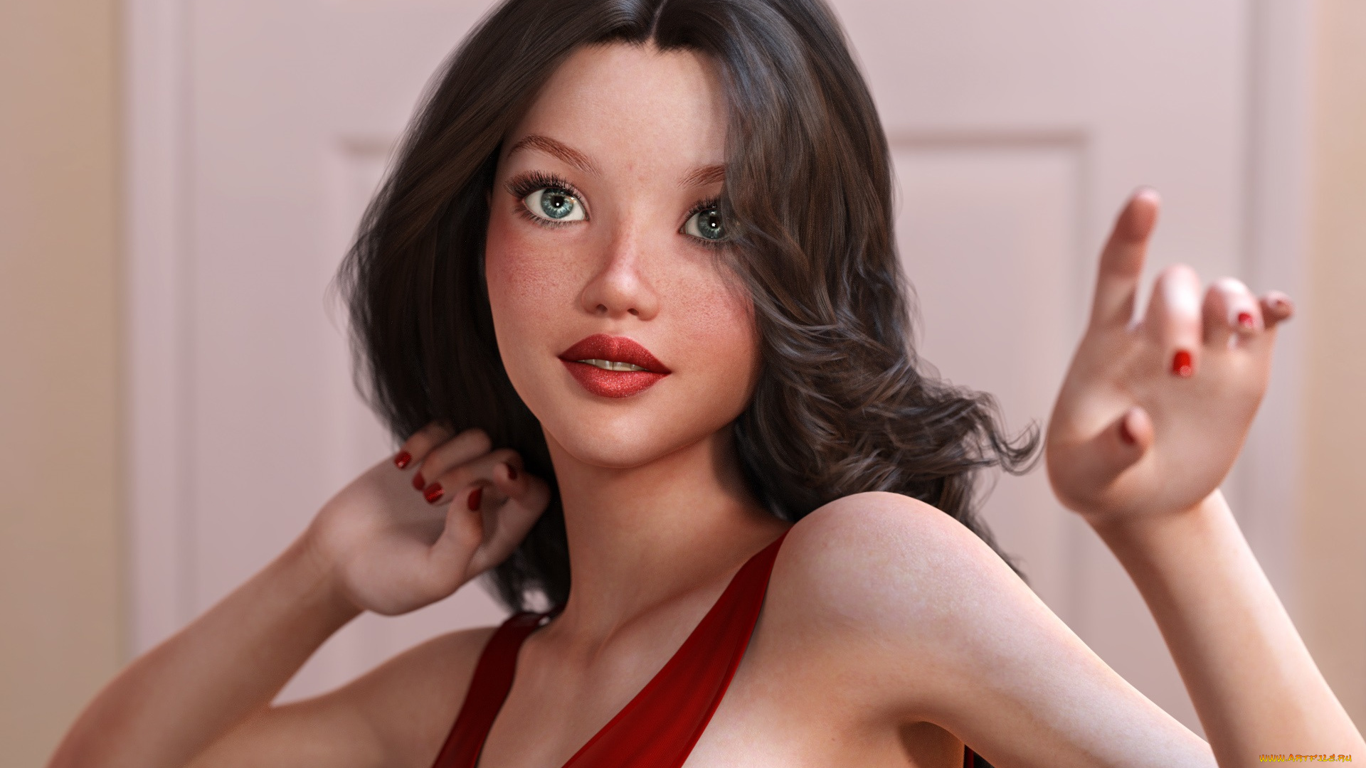 3д, графика, портрет, , portraits, девушка, взгляд, фон