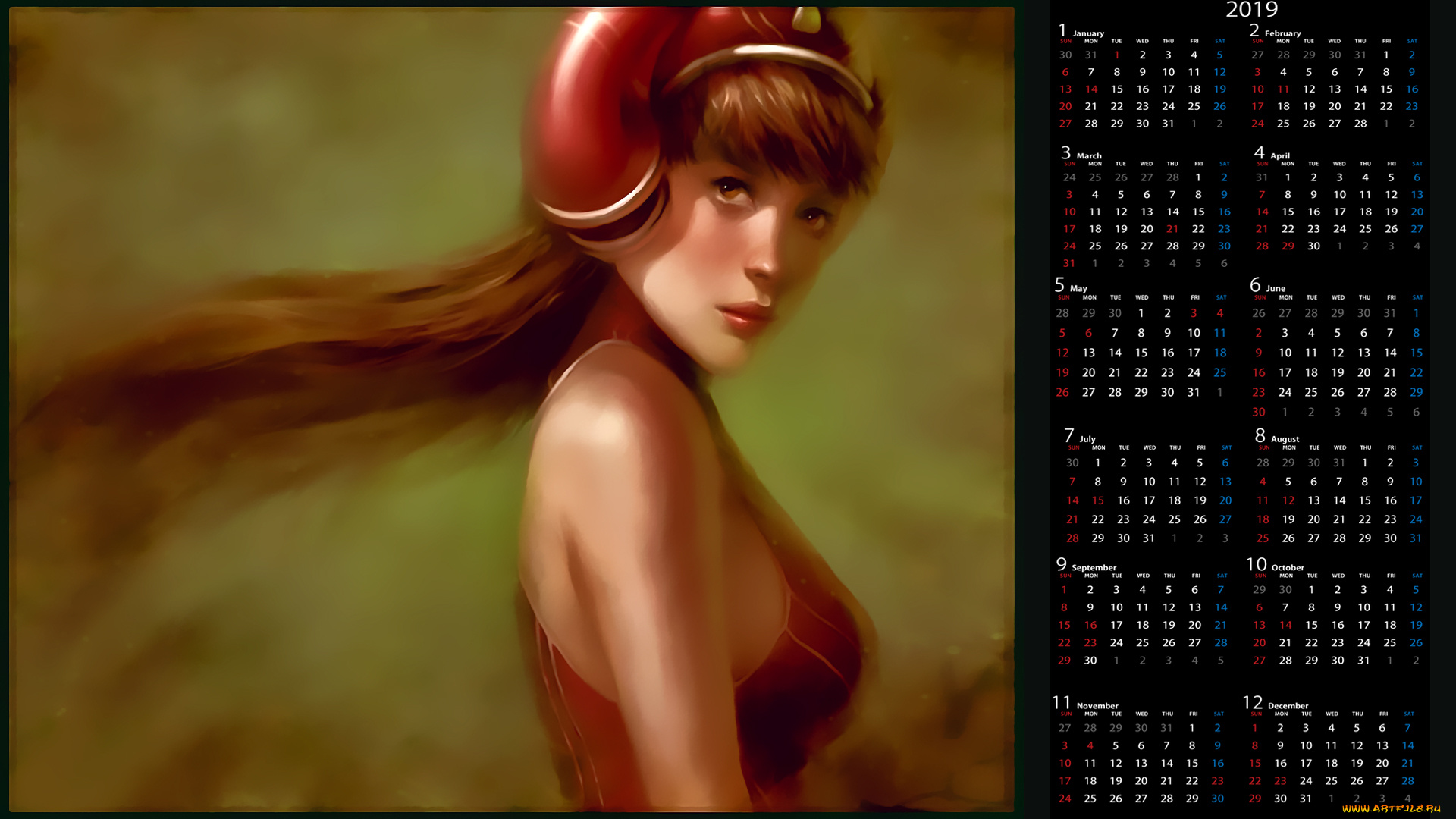 календари, фэнтези, взгляд, девушка