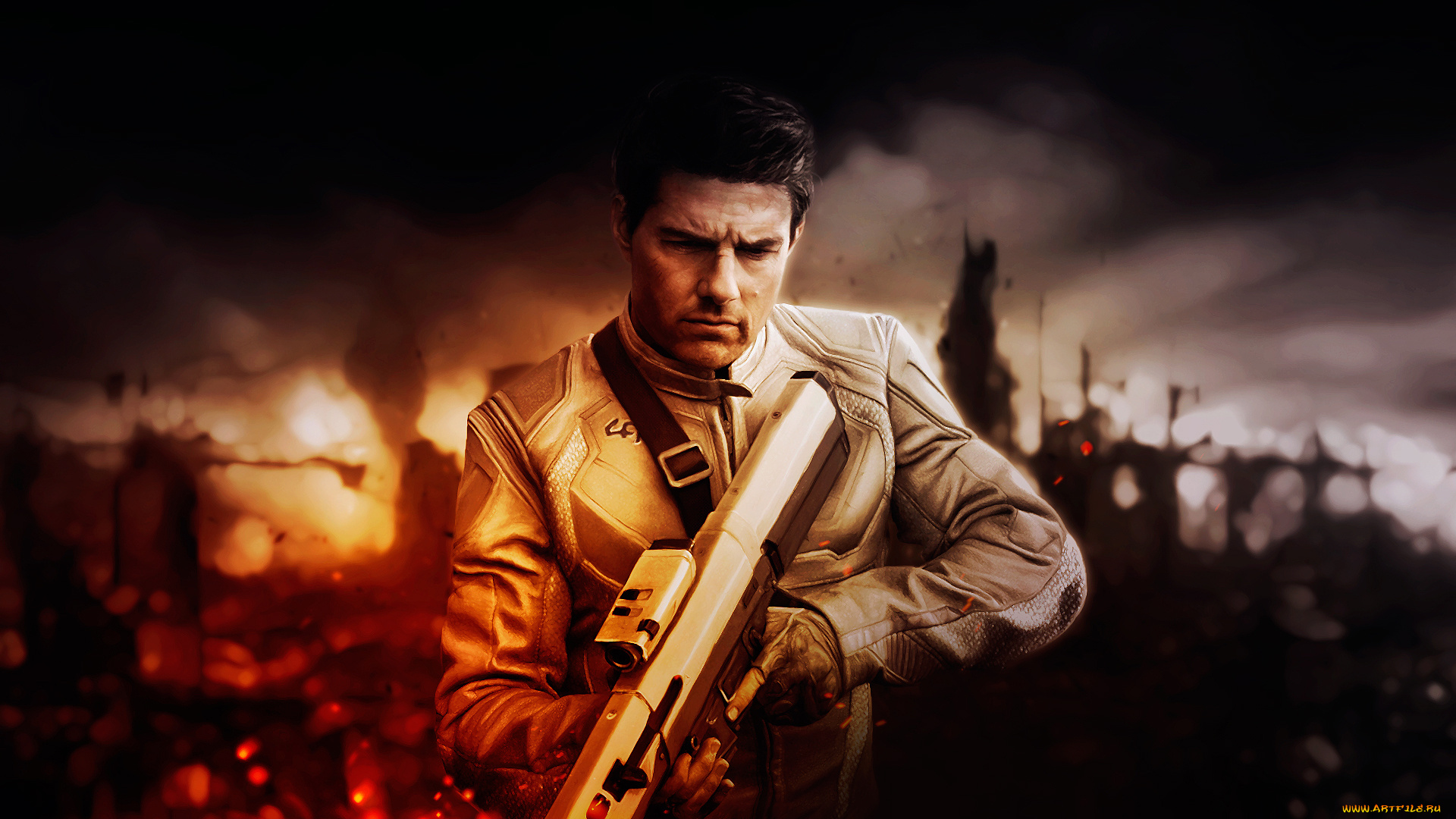 кино, фильмы, oblivion, оружие, фон, мужчина