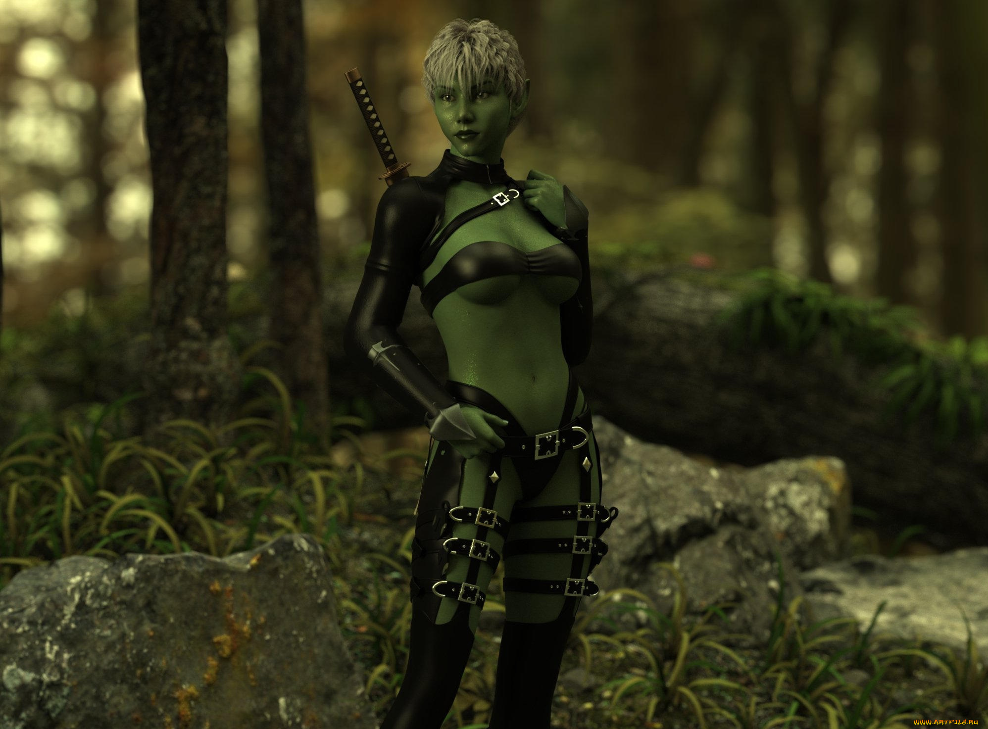 3д, графика, существа, , creatures, фон, девушка, взгляд