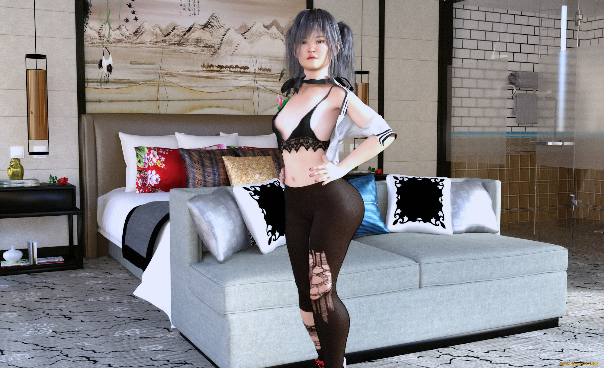 3д, графика, люди, , people, девушка, взгляд, фон