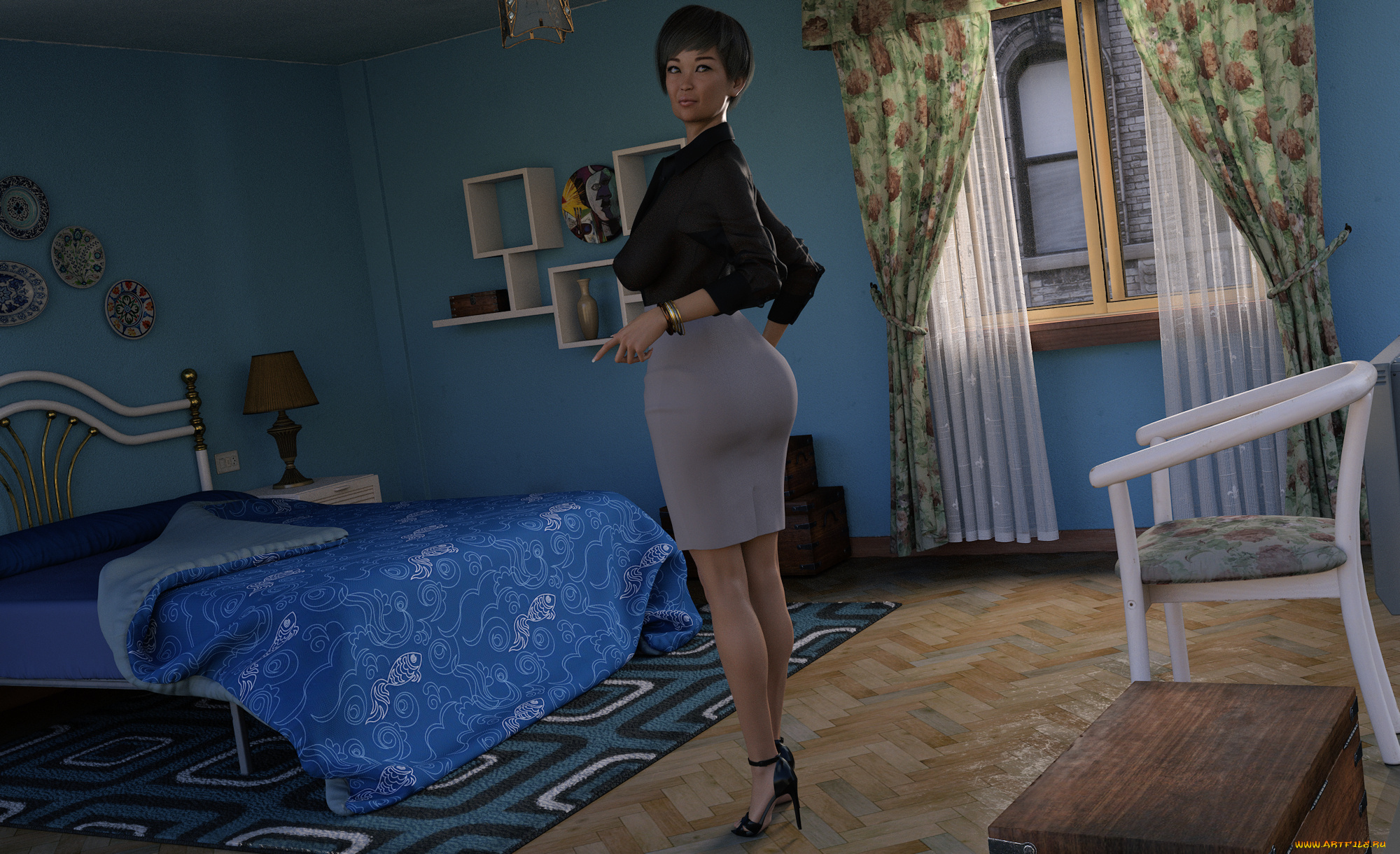 3д, графика, люди, , people, девушка, взгляд, фон