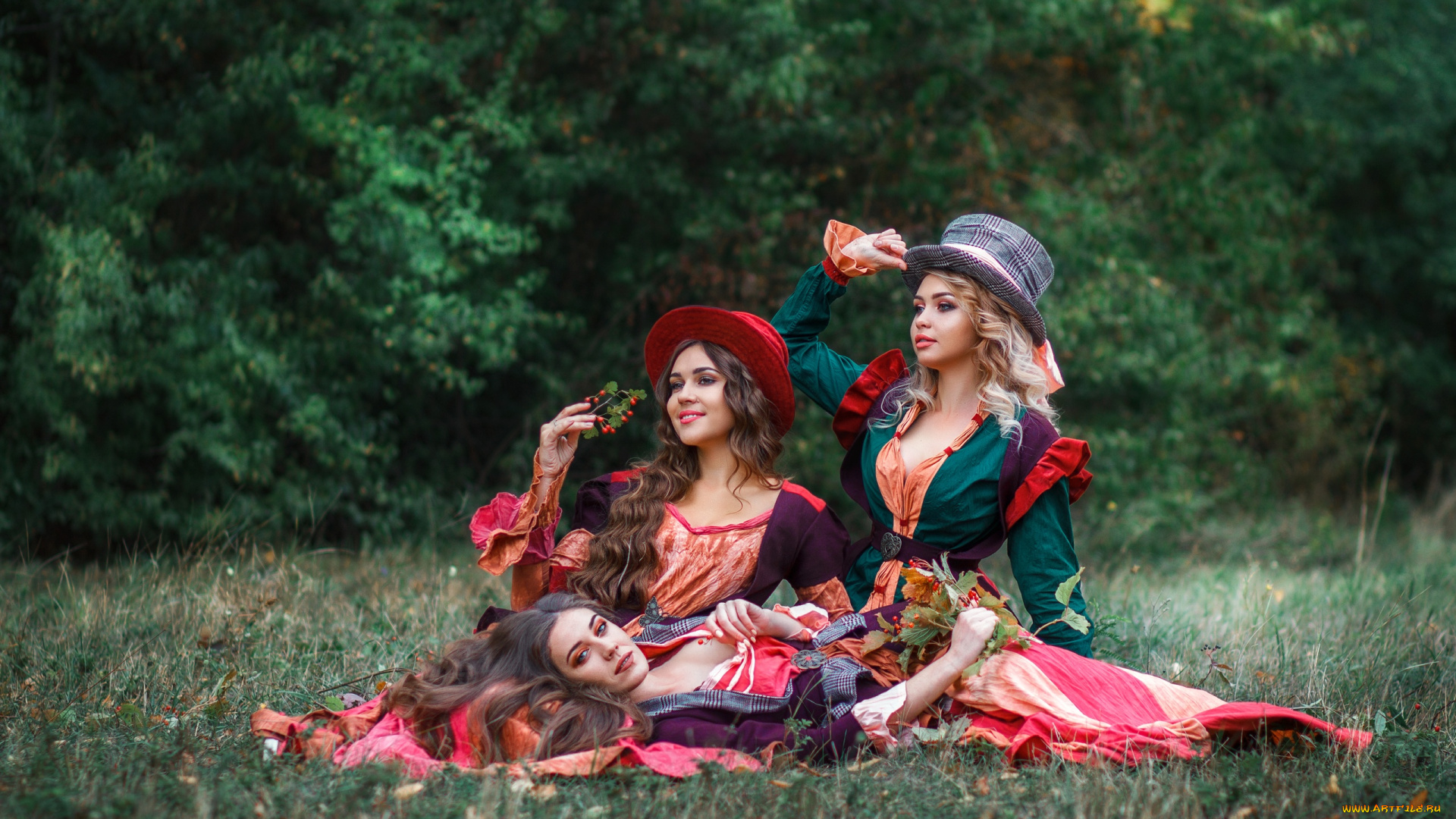 девушки, -, группа, девушек, красивая, девушка