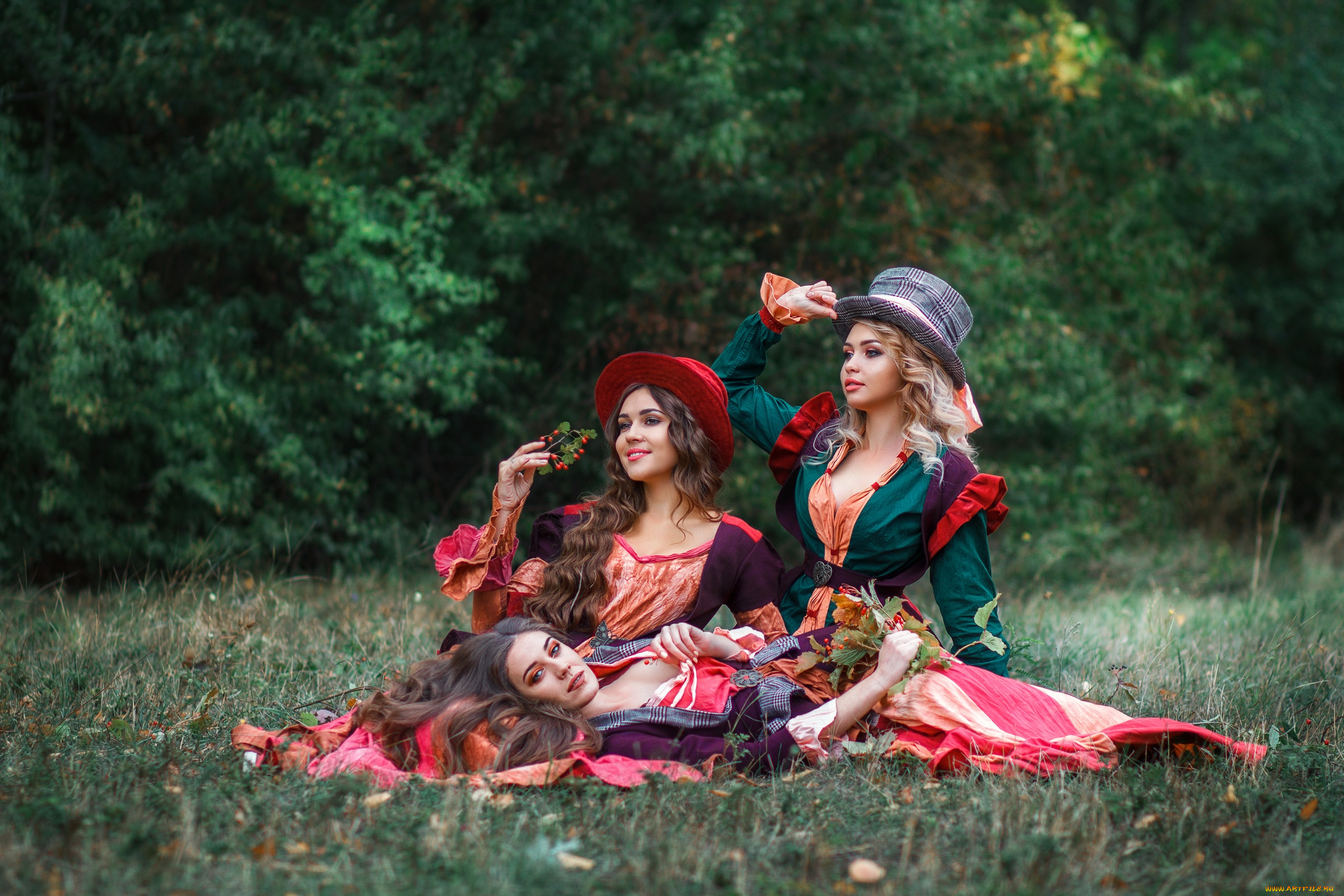 девушки, -, группа, девушек, красивая, девушка