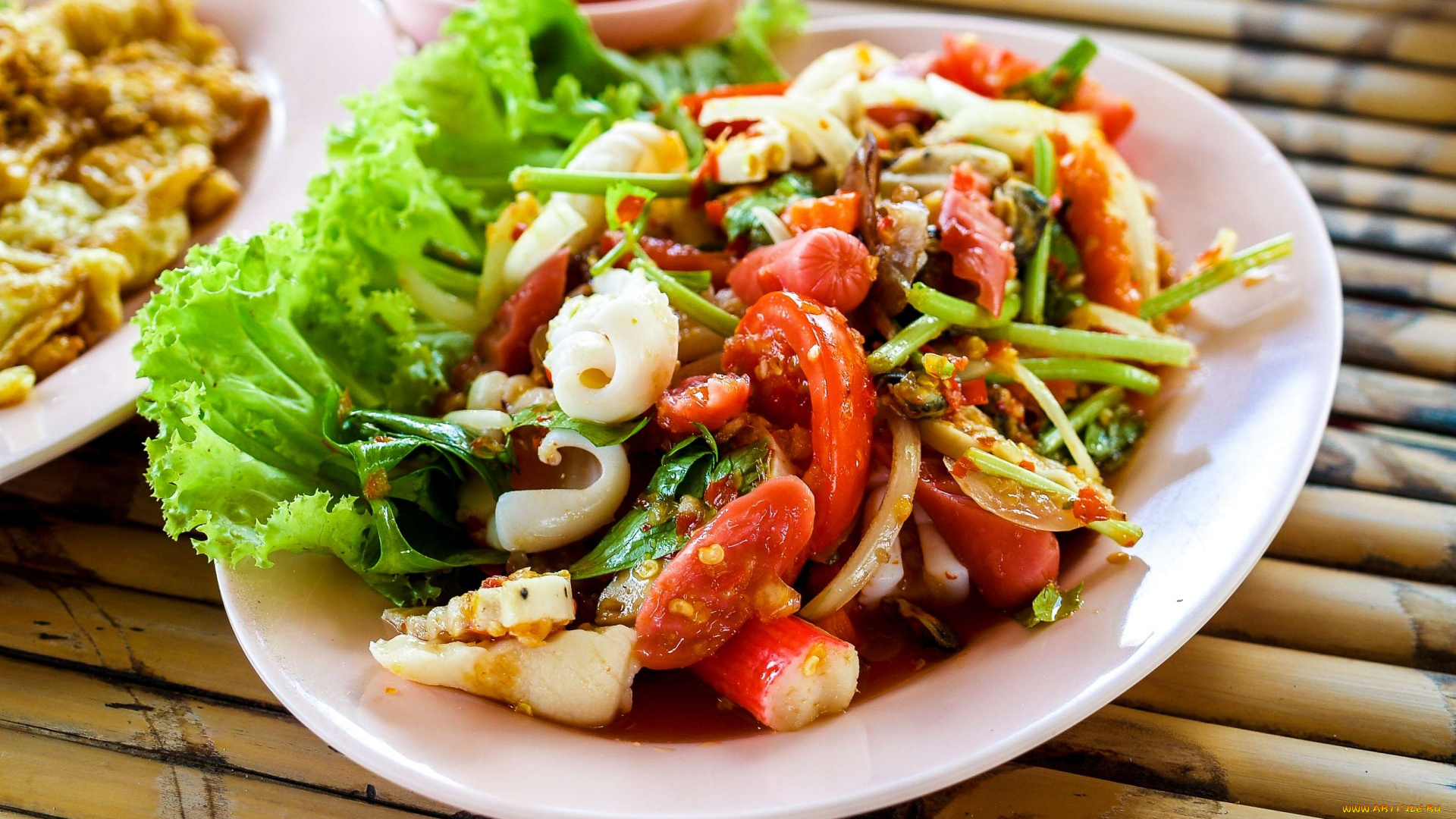 еда, рыбные, блюда, , с, морепродуктами, острый, салат, из, морепродуктов