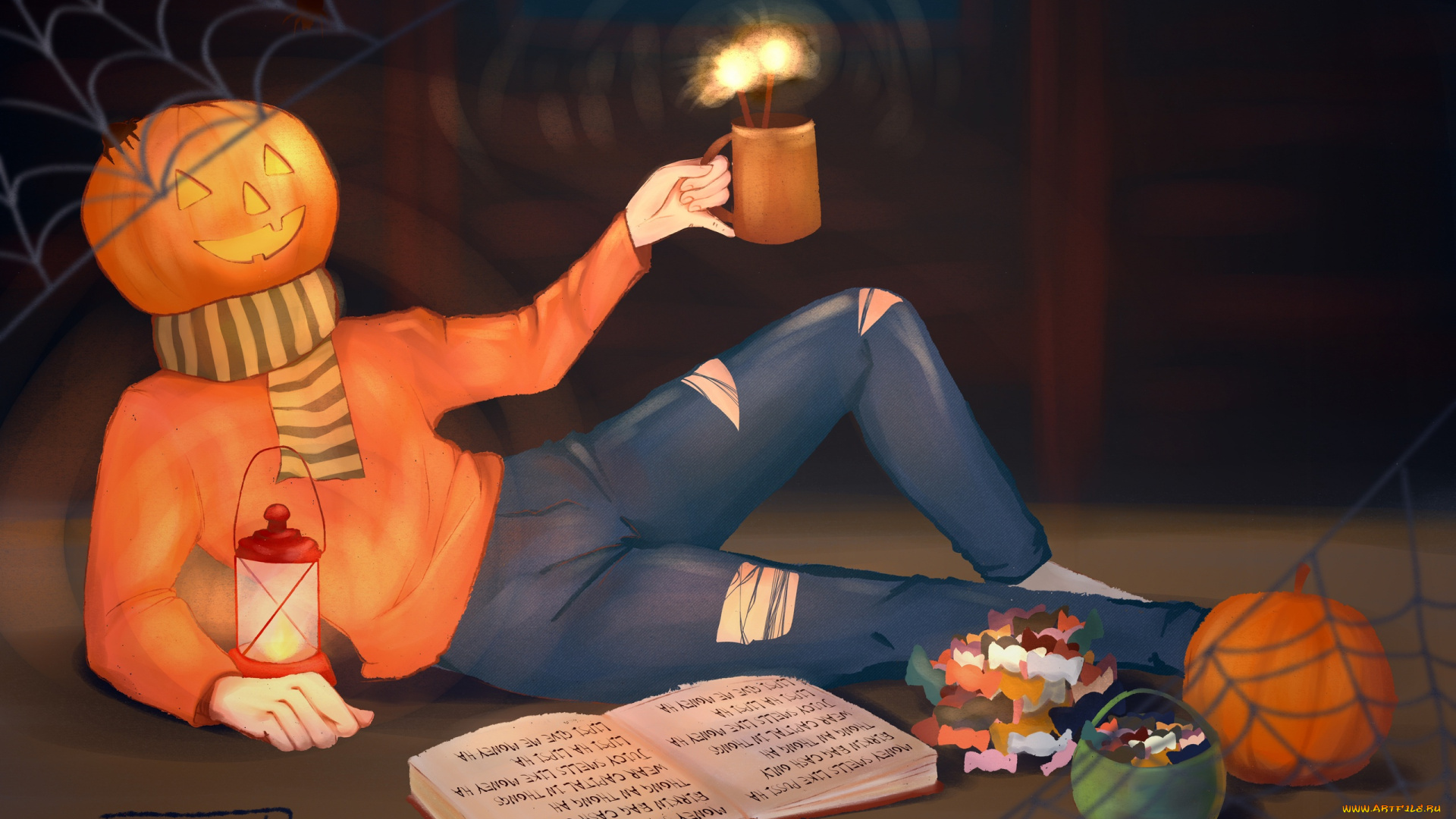 рисованное, праздники, тыква, пиво