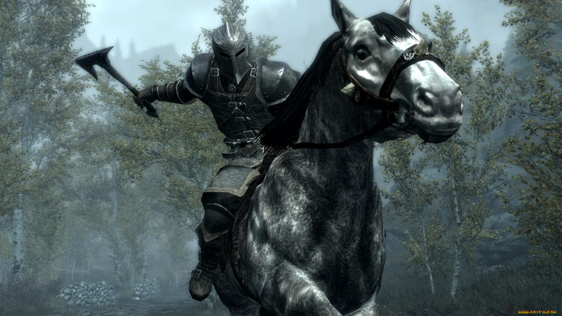 видео, игры, the, elder, scrolls, v, , skyrim, всадник, топор