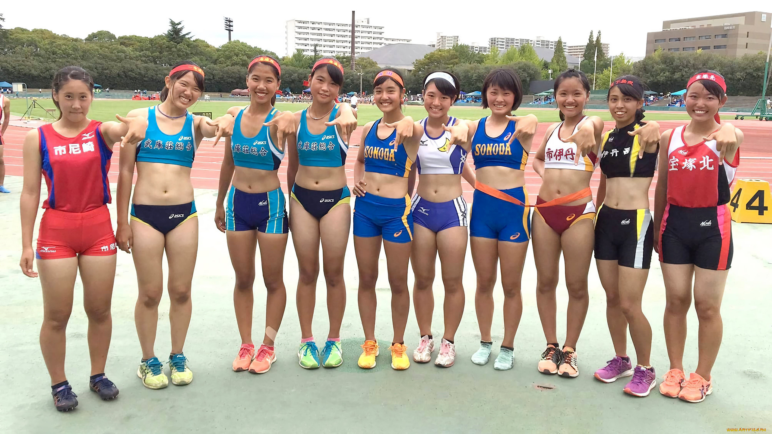 девушки, -, азиатки, группа, азиаток