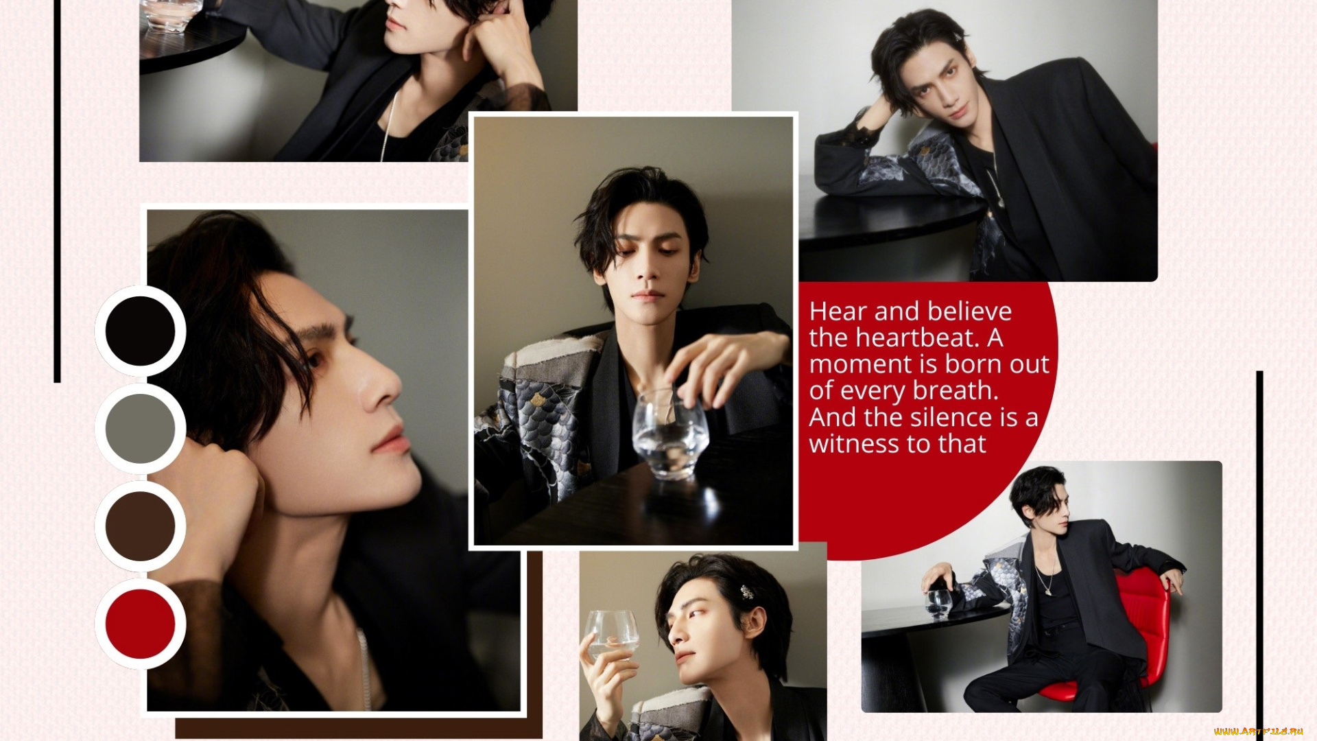 мужчины, luo, yunxi, актер, коллаж, бокал