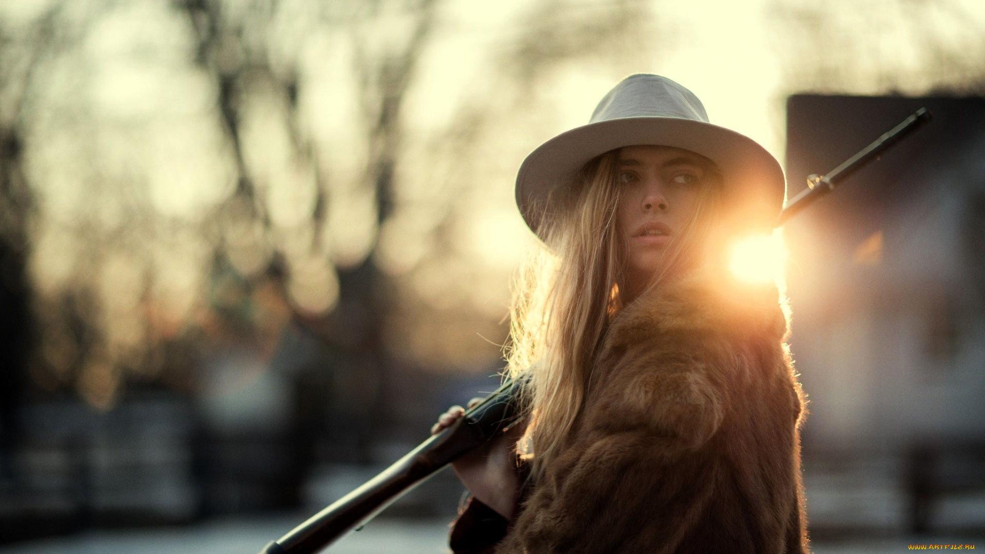 девушки, -, блондинки, , светловолосые, блондинка, шляпа, шуба, удочка